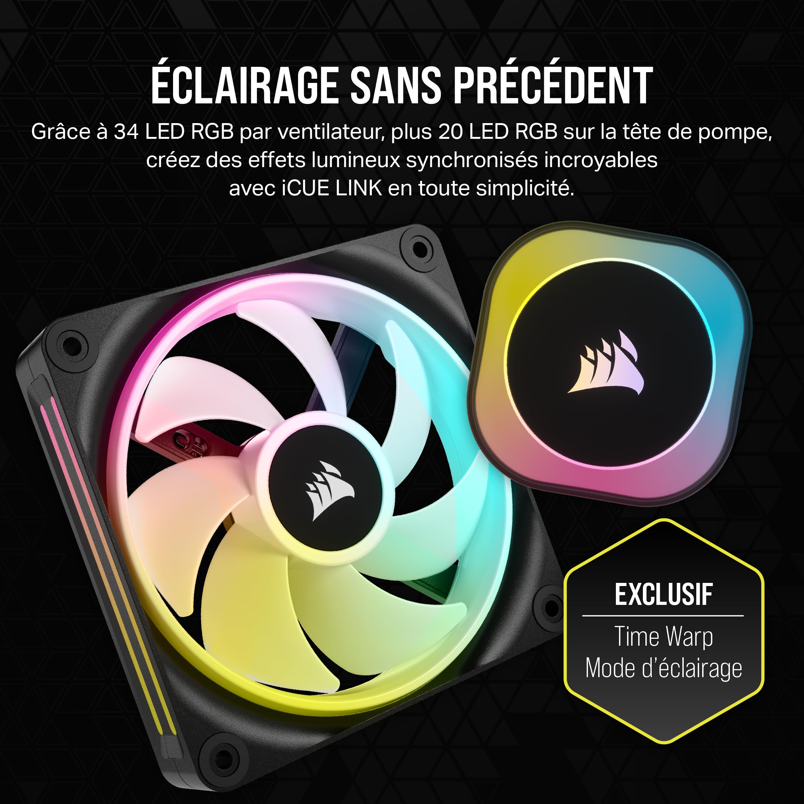 corsair-icue-link-h150i-rgb-360mm-watercooling-cpu-qx120-rgb-noir image 6