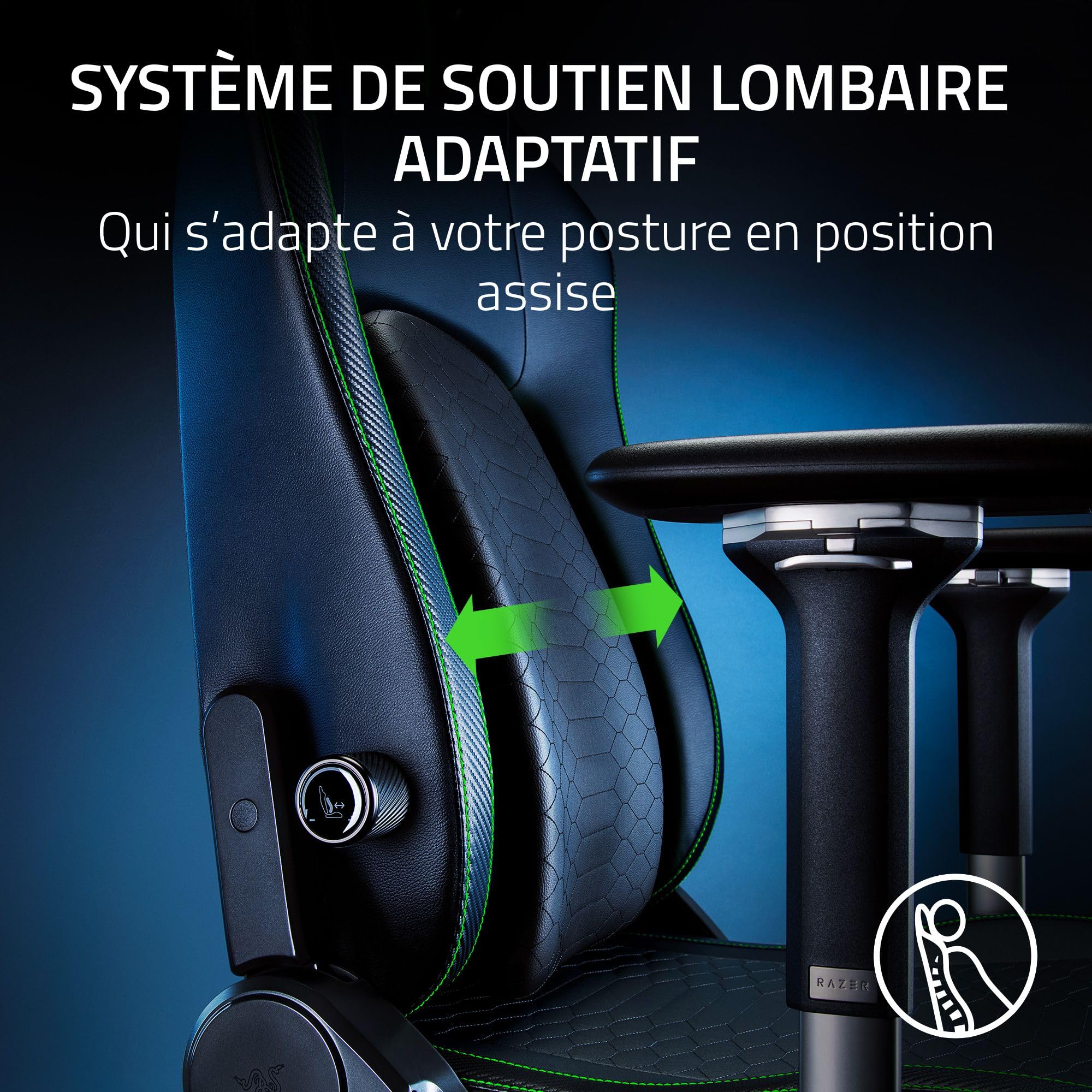 razer-iskur-v2-chaise-gaming-ergonomique-soutien-lombaire-epu-noir image 3
