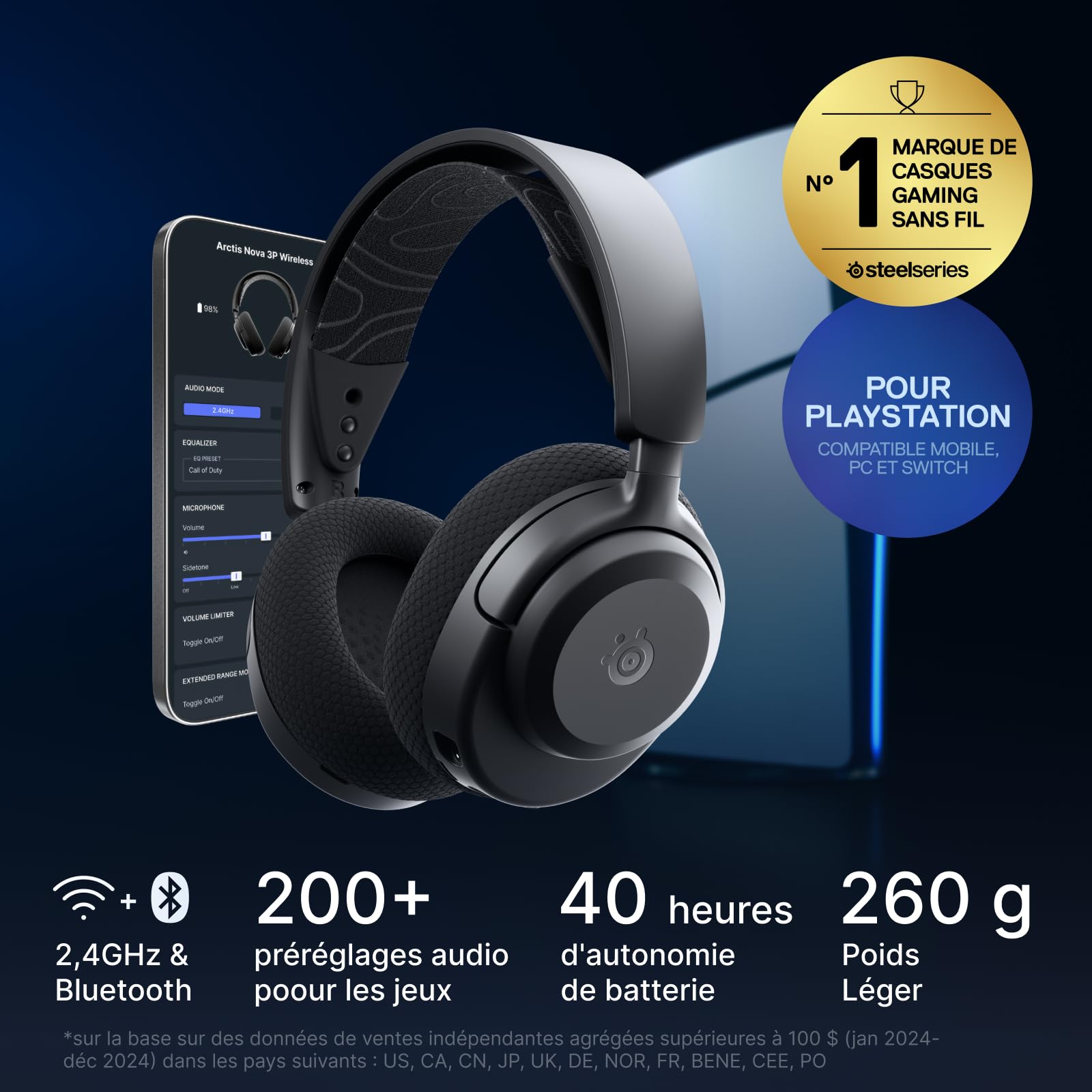 steelseries-arctis-nova-3p-wireless-casque-gaming-40h-2-4ghz-bluetooth-noir image 2