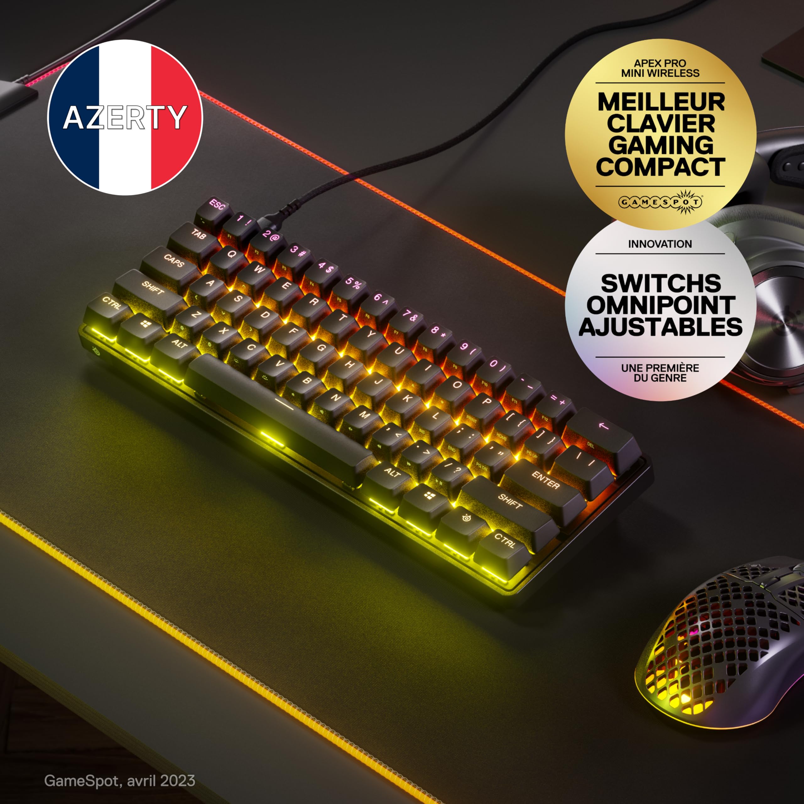 steelseries-apex-pro-mini-clavier-gaming-60-hypermagnetic-azerty-noir image 2