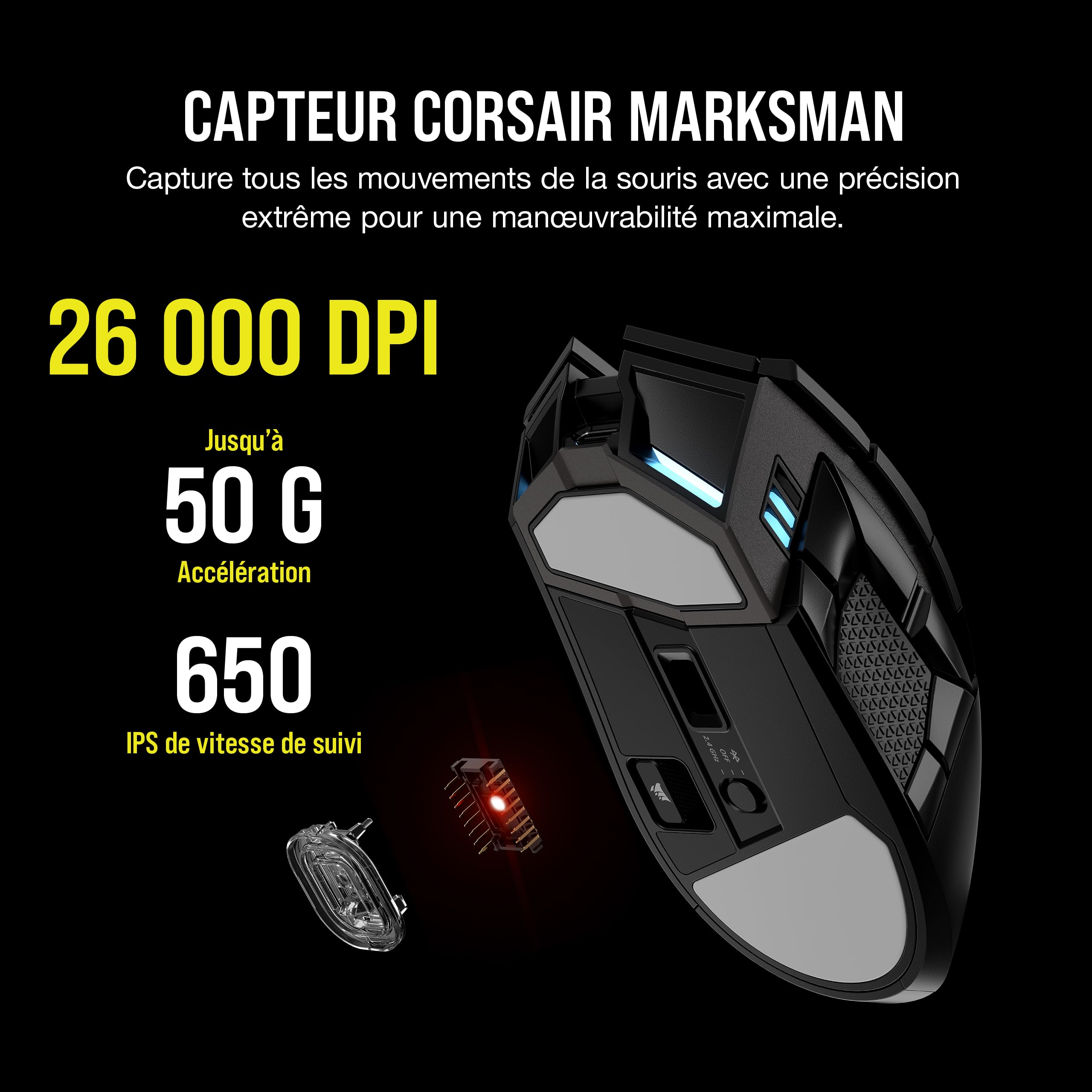 corsair-darkstar-rgb-wireless-souris-gaming-mmo-26-000-dpi-noir image 6