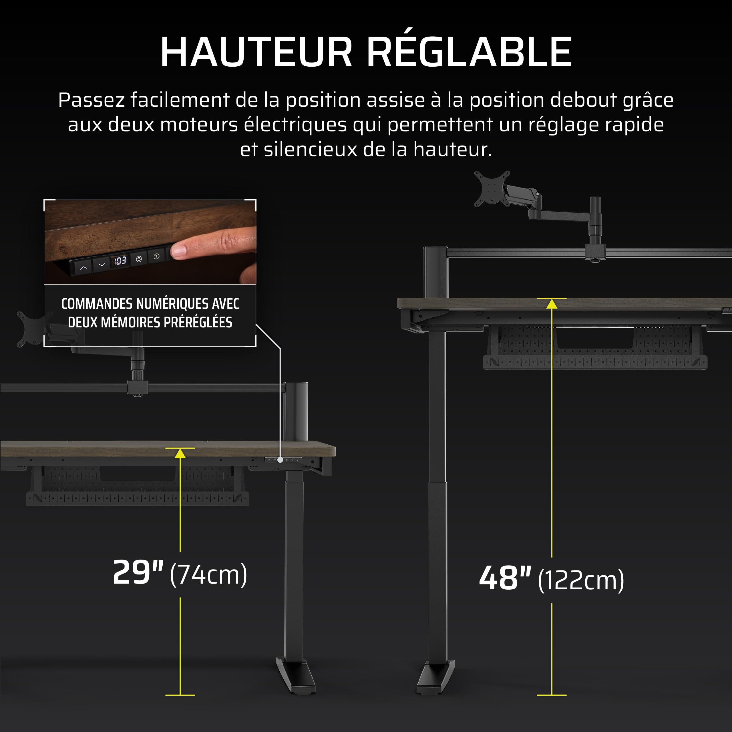 corsair-platform-4-elevate-bureau-gaming-lectrique-120x76-cm-noyer-fonc-bras-cra image 4