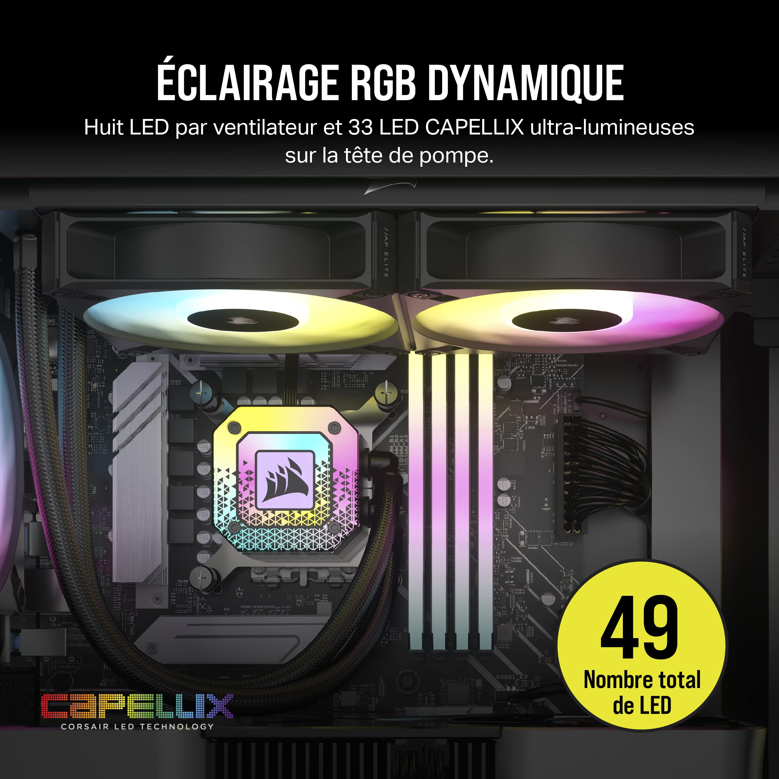 corsair-icue-h100i-elite-capellix-xt-refroidisseur-cpu-liquide-240mm-noir image 4
