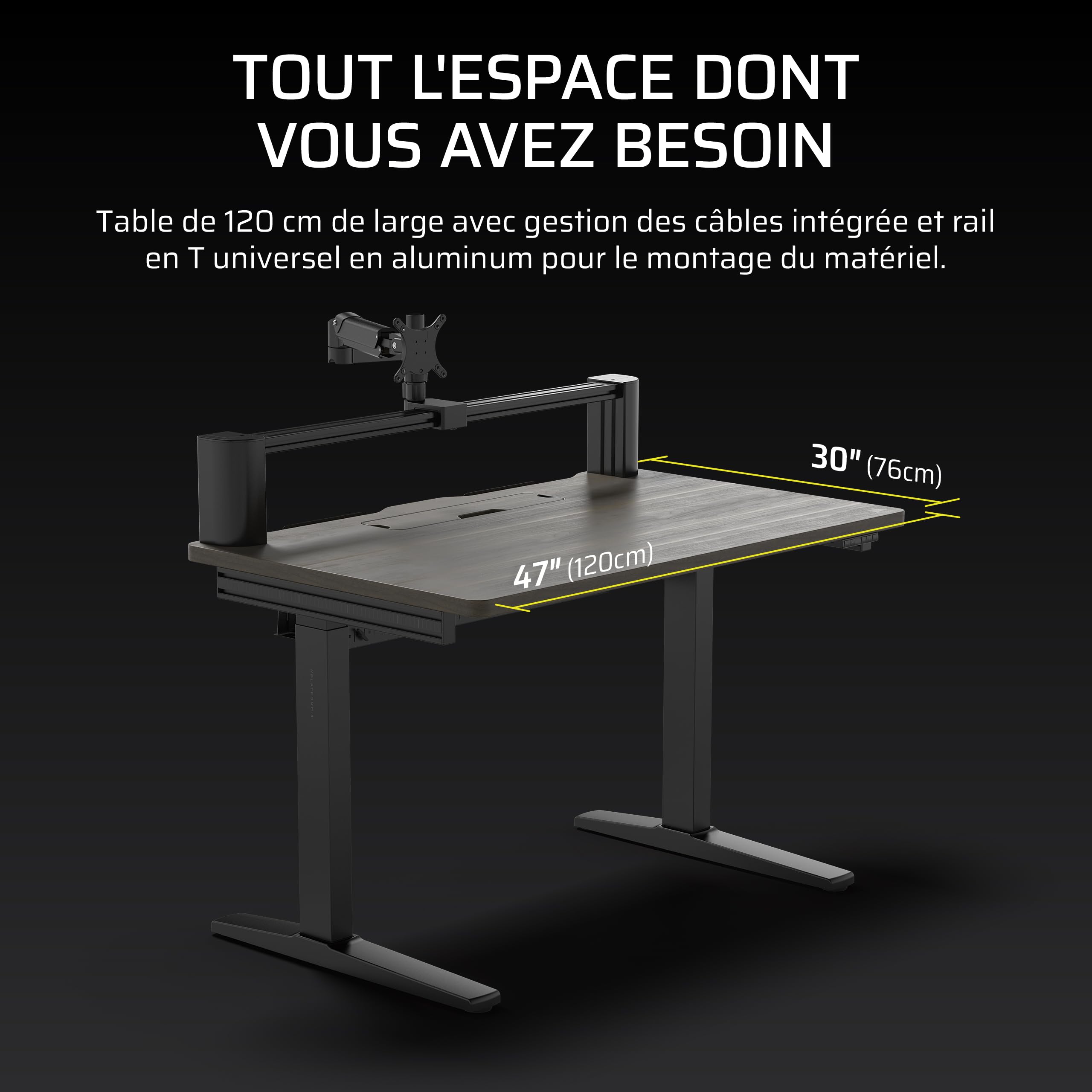 corsair-platform-4-elevate-bureau-gaming-lectrique-120x76-cm-noyer-fonc-bras-cra image 3