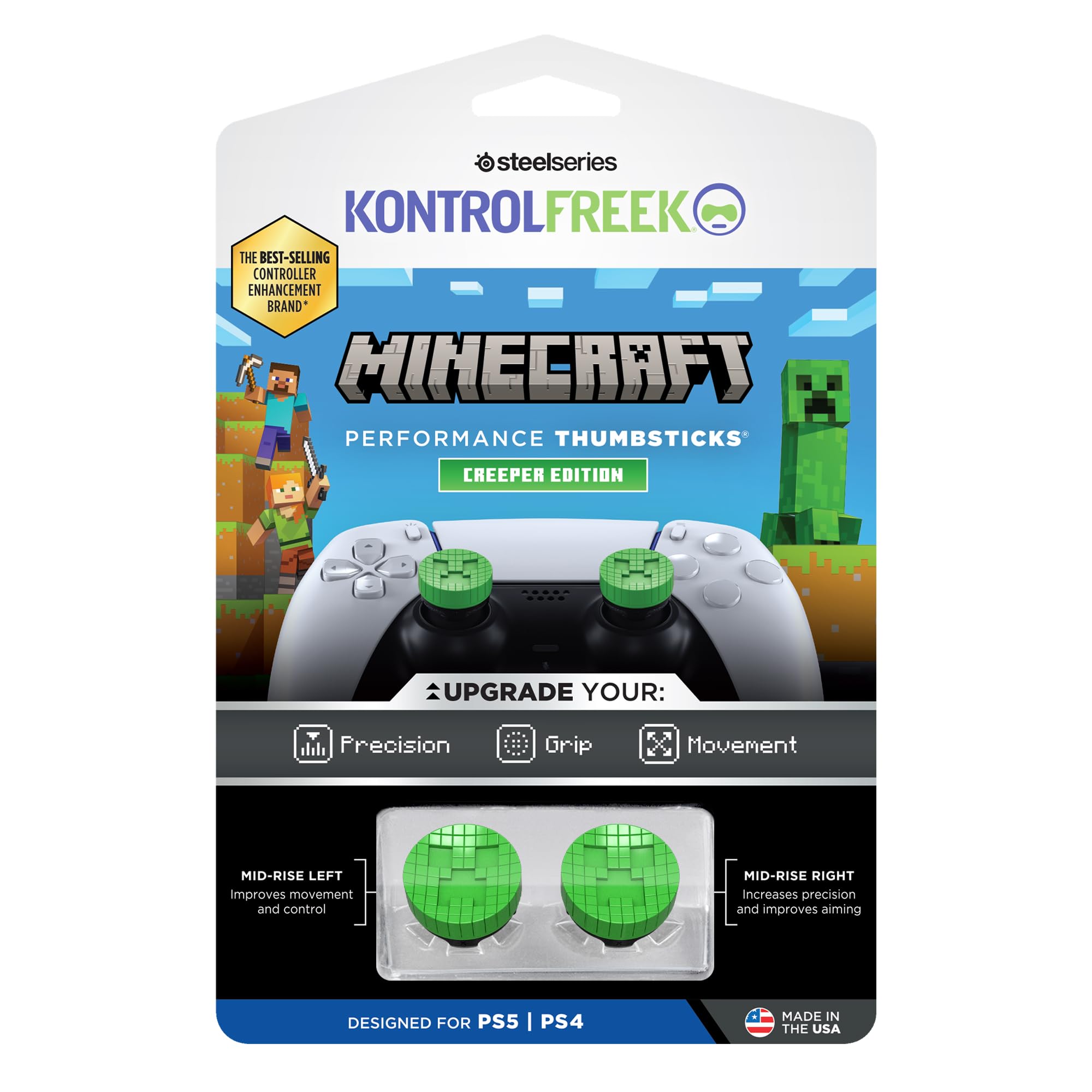 kontrolfreek-minecraft-creeper-edition-grips-mid-rise-6-5-mm-manette-ps5-ps4 image 6