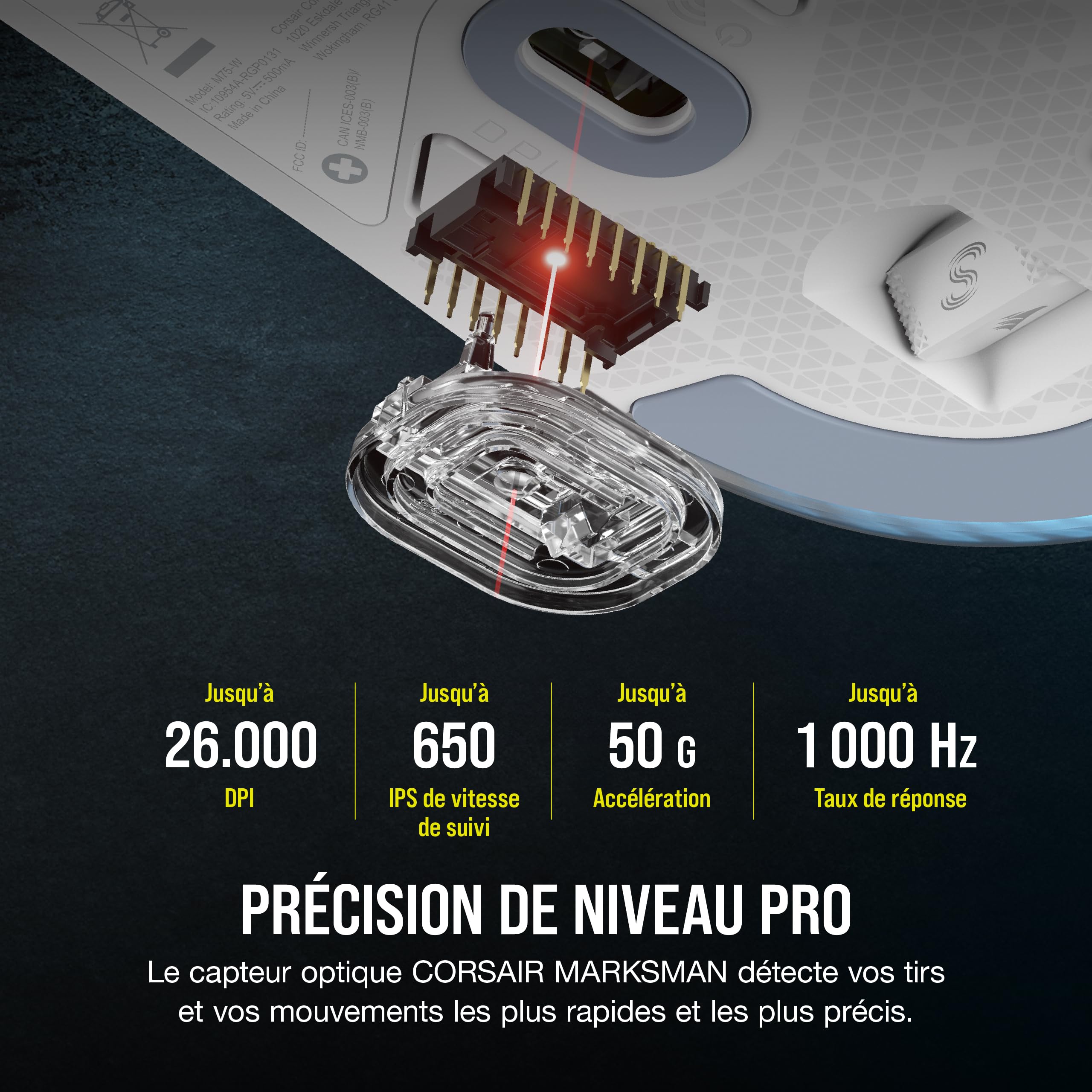corsair-m75-wireless-rgb-souris-gaming-fps-blanc-26000-dpi-89g-ambidextre image 3