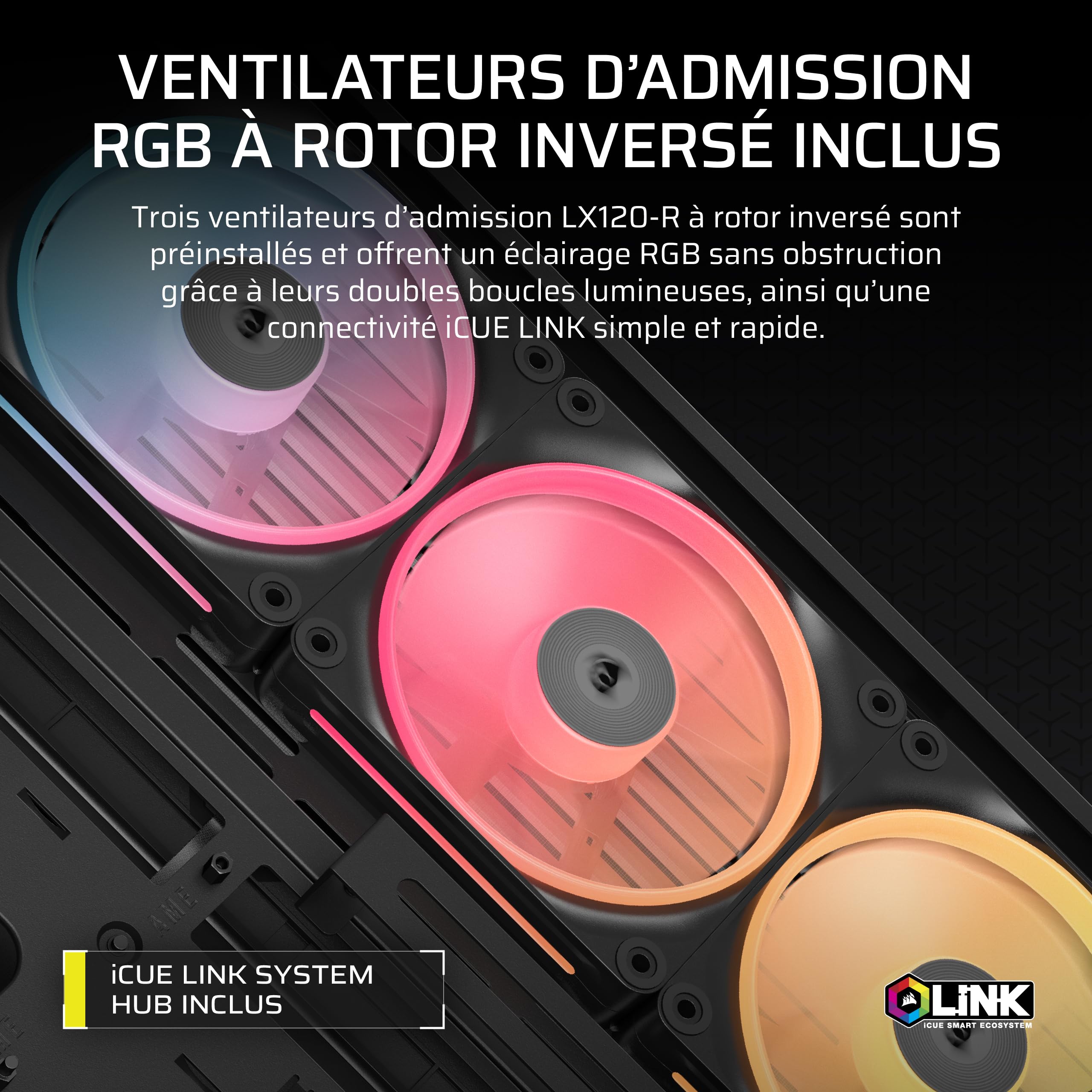 corsair-frame-4500x-lx-r-rgb-link-bo-tier-moyen-tour-verre-panoramique-3x-lx120- image 5