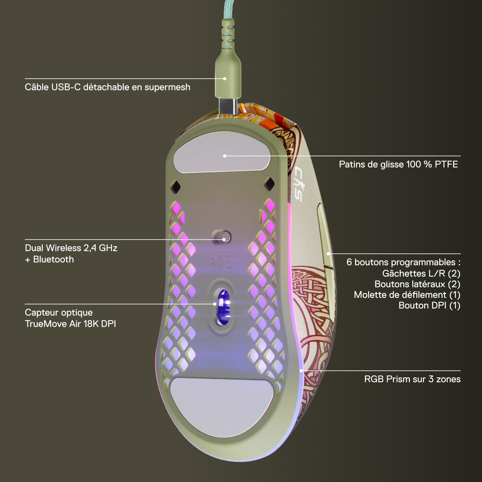 steelseries-rival-cs2-dragon-lore-edition-souris-gaming-sans-fil-18k-dpi image 3
