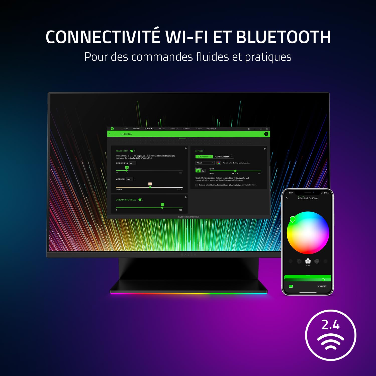 razer-key-light-chroma-panneau-led-rgb-streaming-wifi-bluetooth-noir image 6