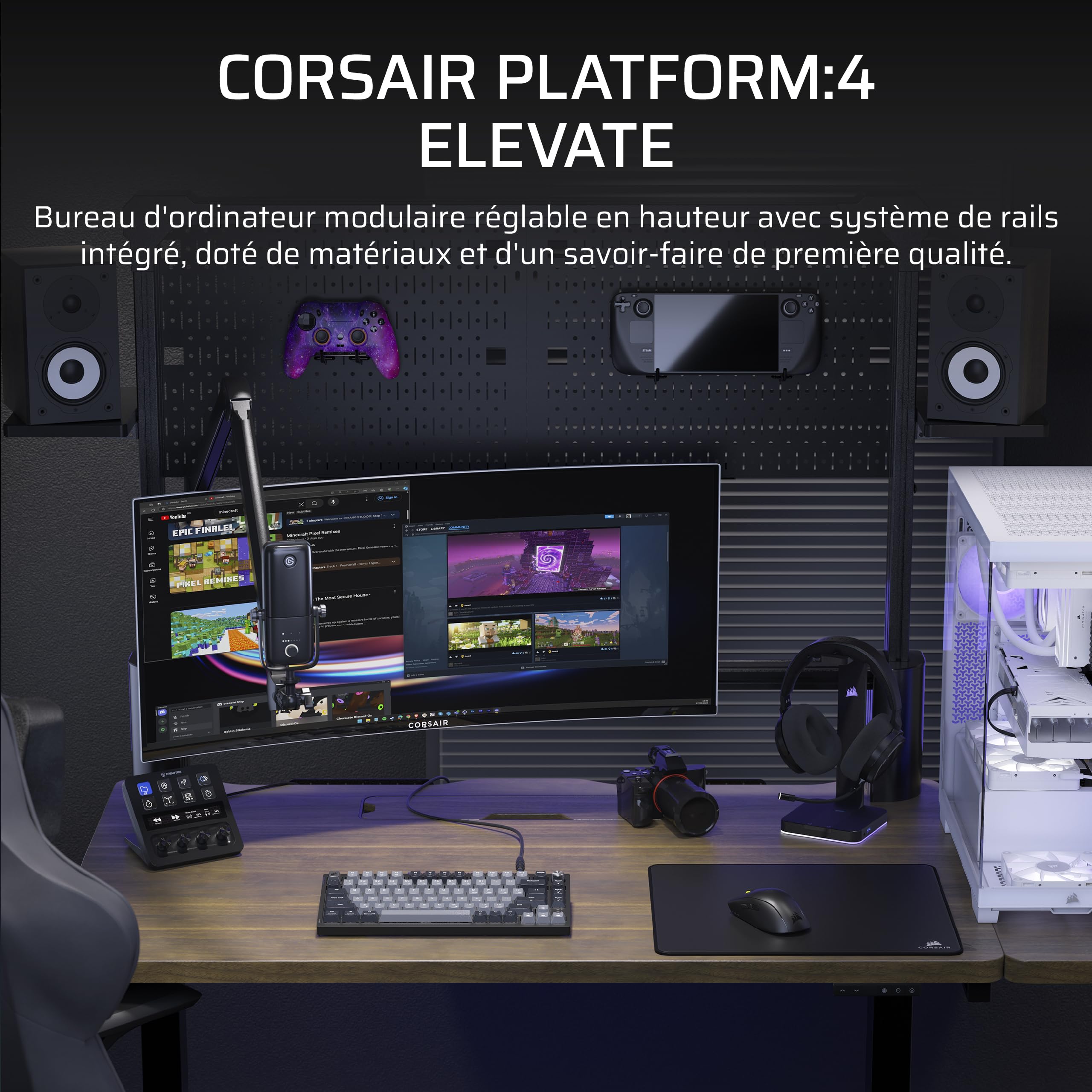 corsair-platform-4-elevate-bureau-gaming-lectrique-120x76-cm-noyer-fonc-bras-cra image 2