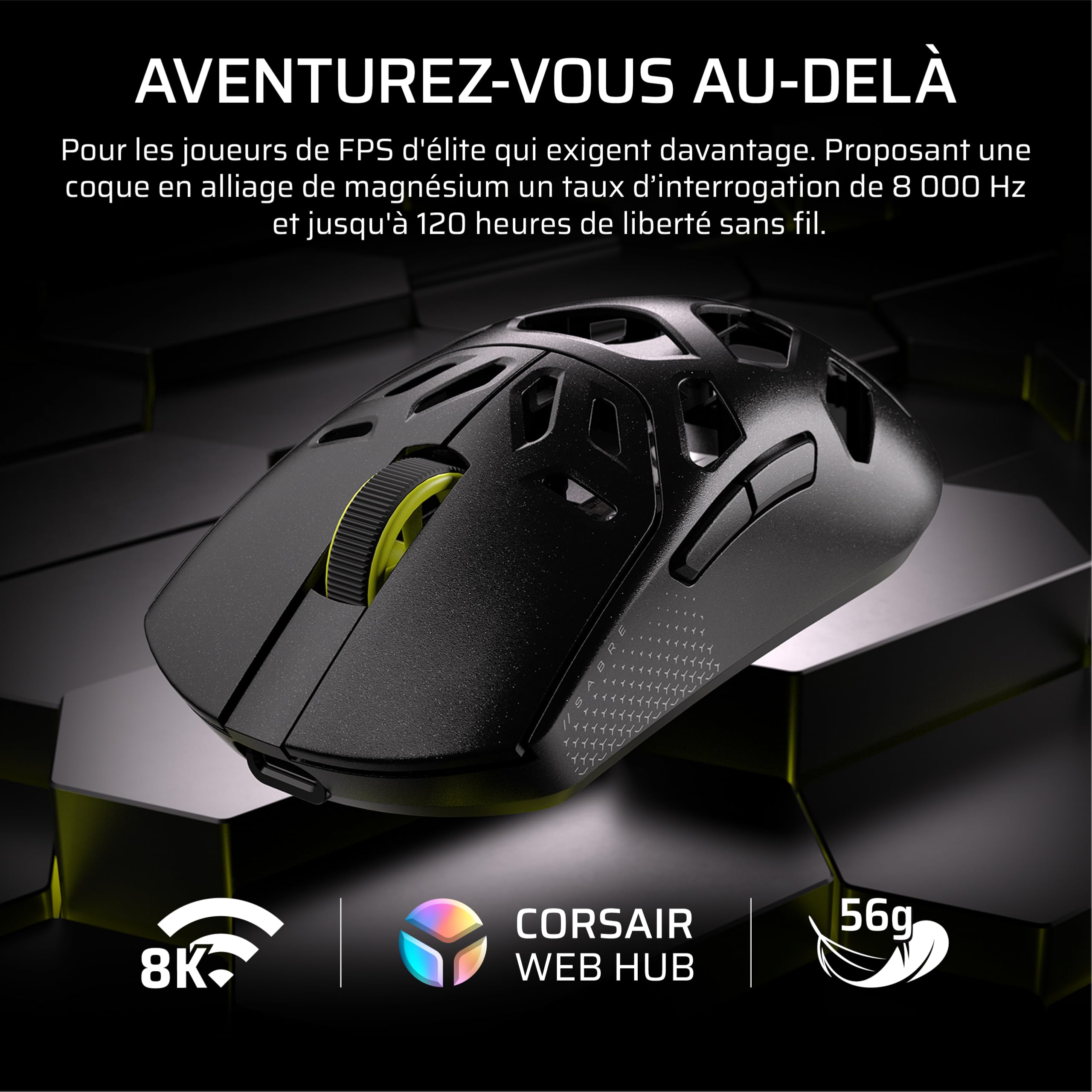 corsair-sabre-v2-pro-wireless-mg-souris-gaming-sans-fil-56-g-noir image 2