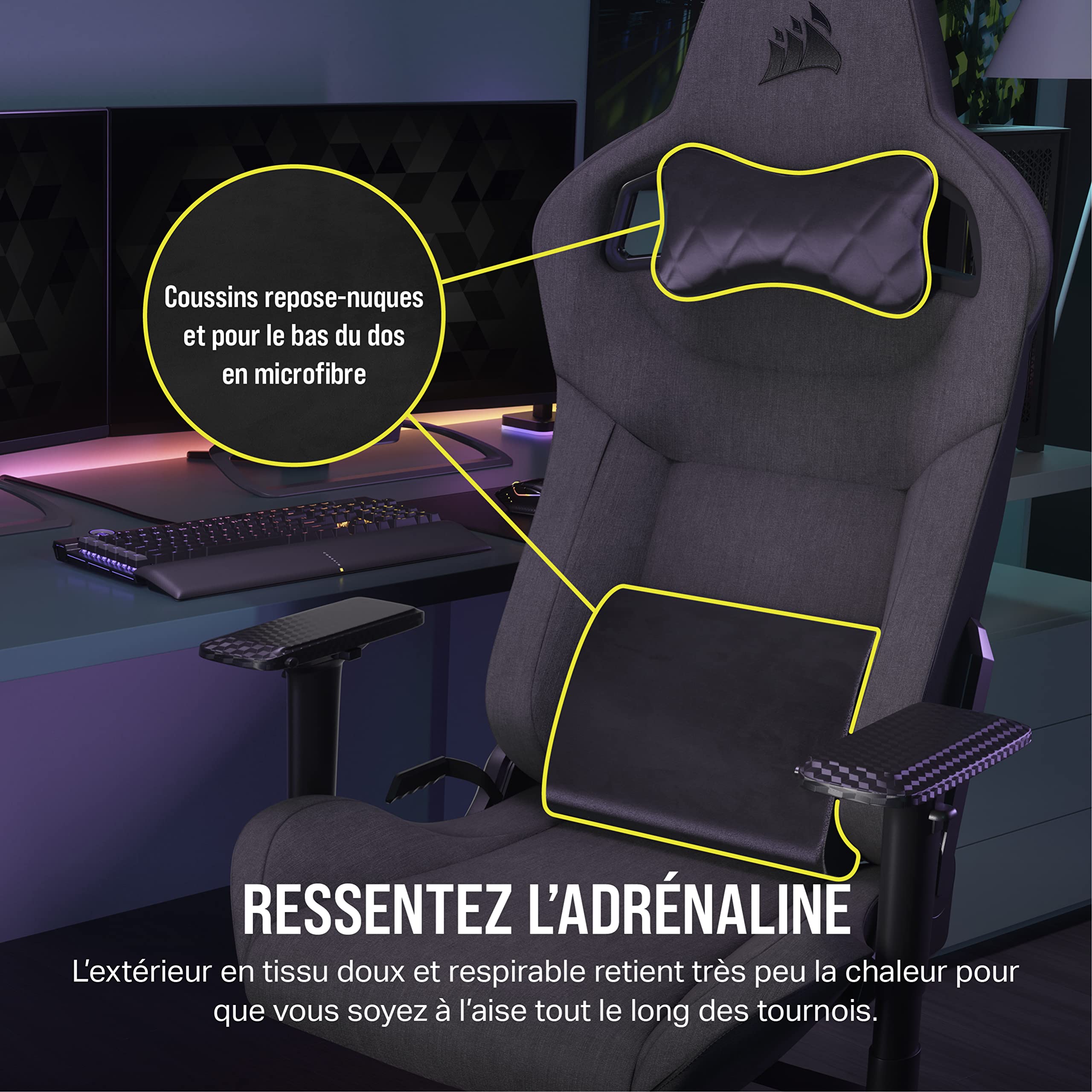corsair-t3-rush-fabric-2023-fauteuil-gaming-tissu-anthracite image 5