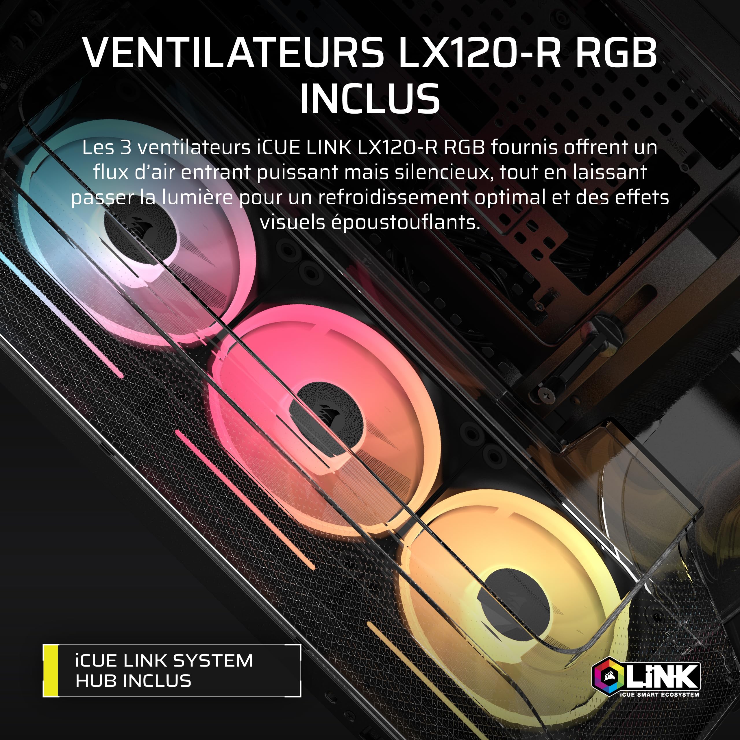 corsair-air-5400-lx-r-rgb-icue-link-bo-tier-pc-triple-chambre-panoramique-noir image 6