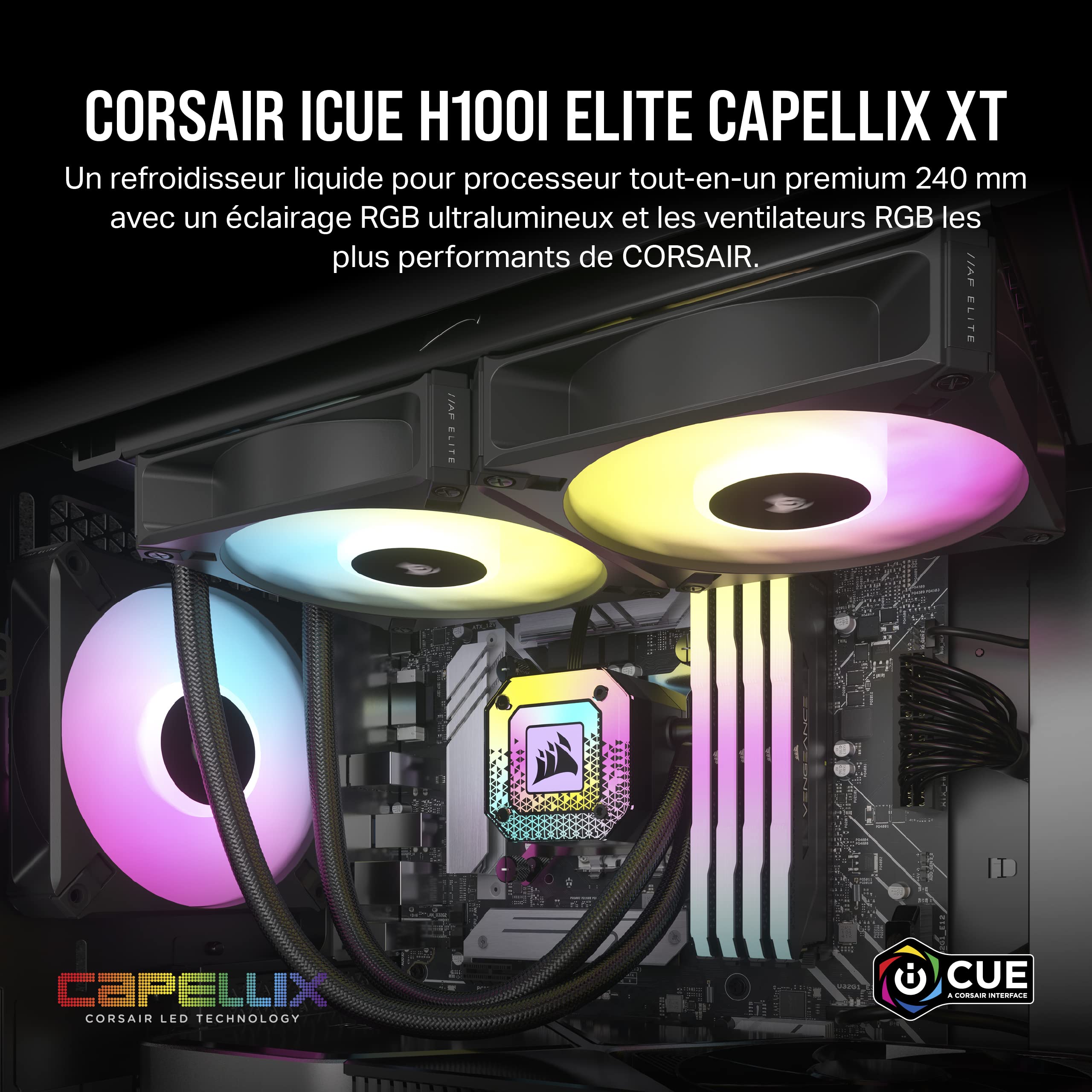 corsair-icue-h100i-elite-capellix-xt-refroidisseur-cpu-liquide-240mm-noir image 2