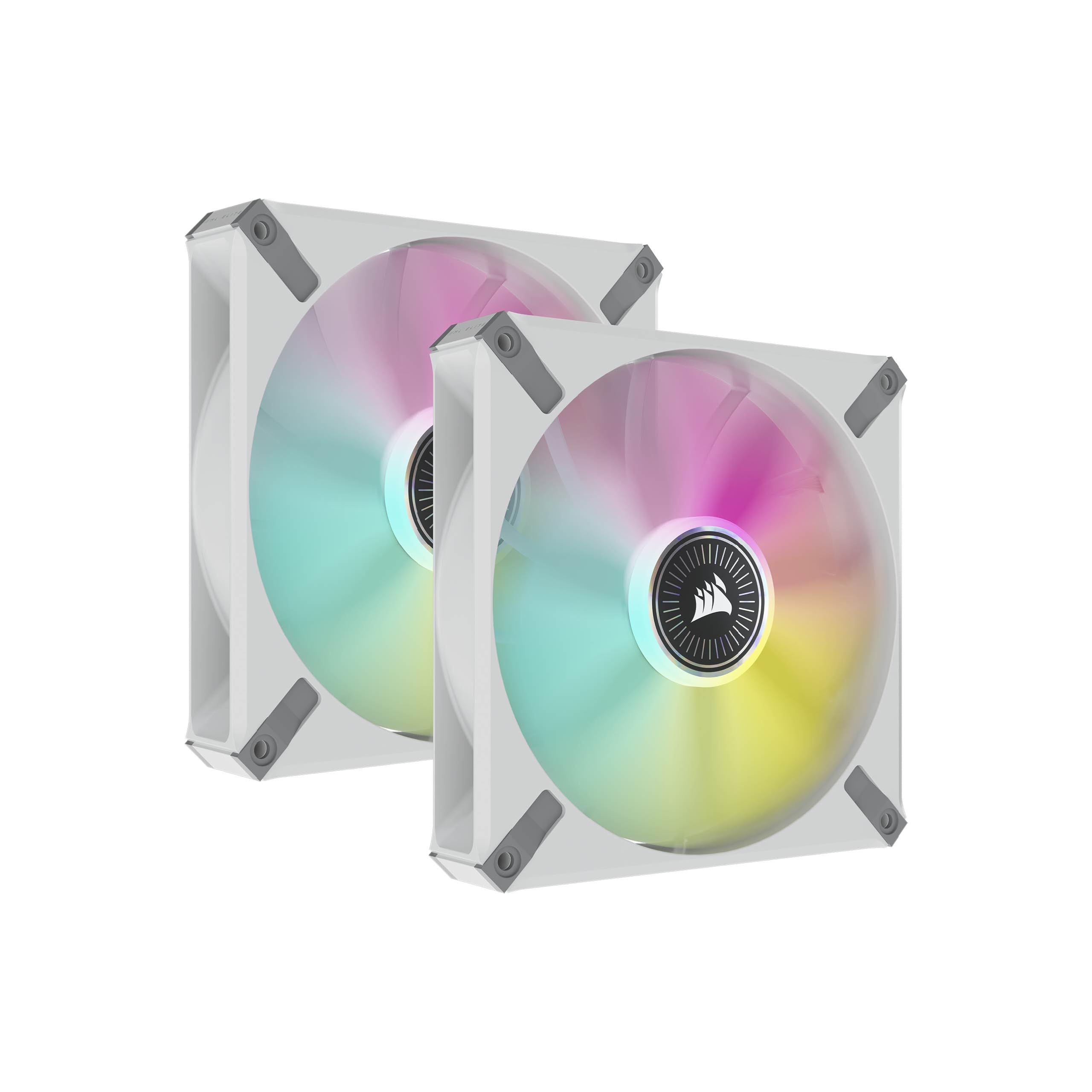 corsair-icue-ml140-rgb-elite-ventilateur-140-mm-pwm-pack-double-blanc image 1
