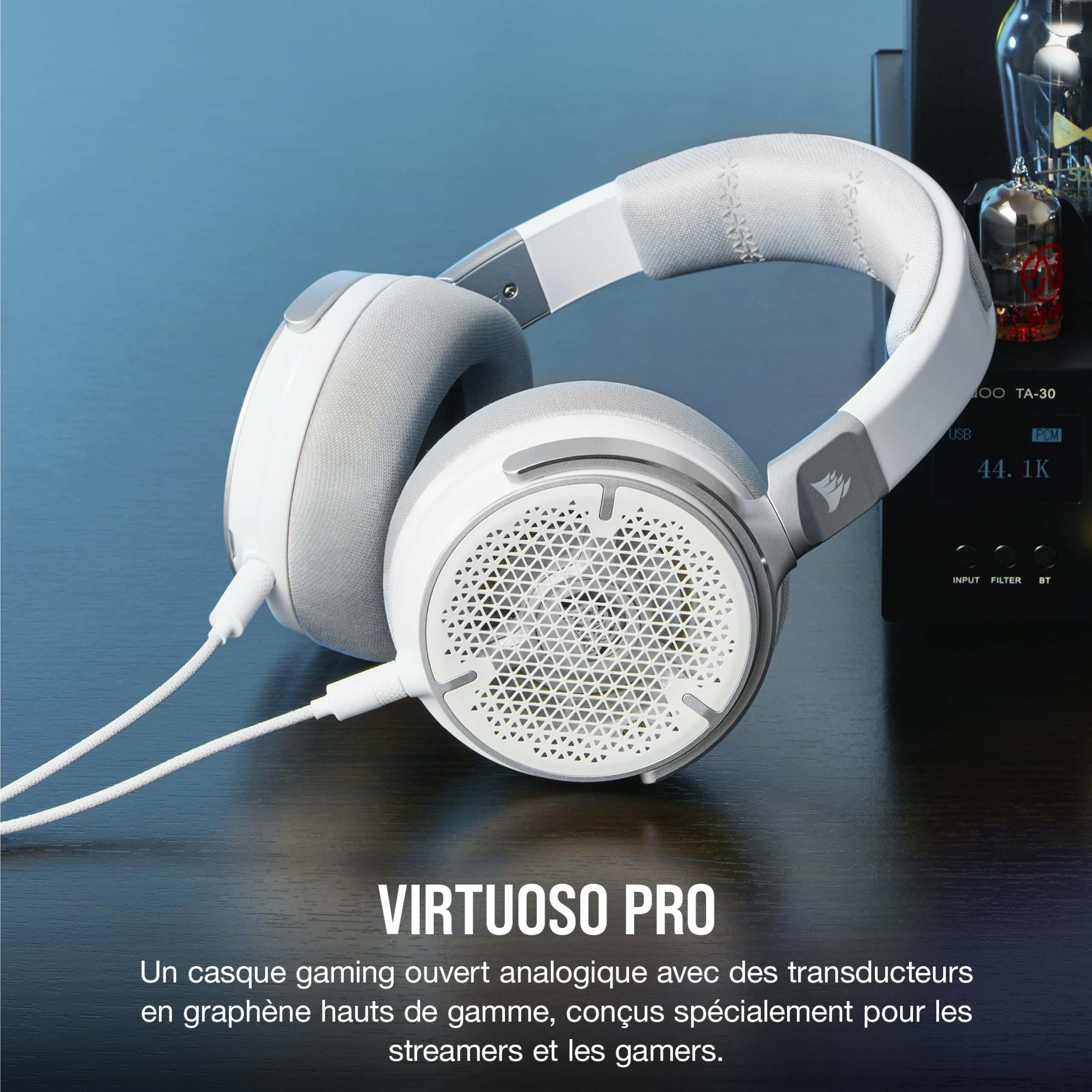 corsair-virtuoso-pro-casque-jeu-ouvert-filaire-blanc image 2