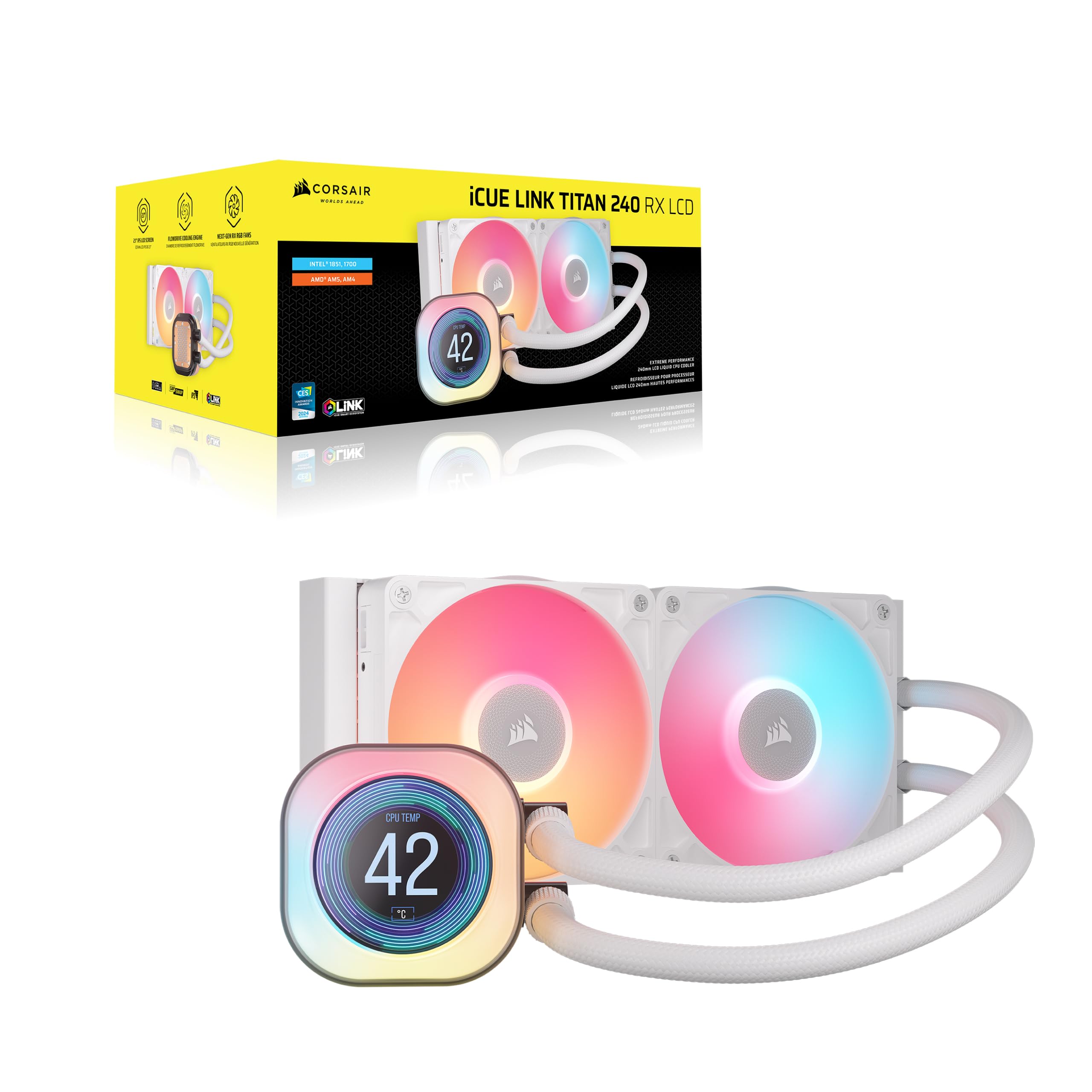 corsair-icue-link-titan-240-rx-lcd-watercooling-cpu-240mm-blanc image 8