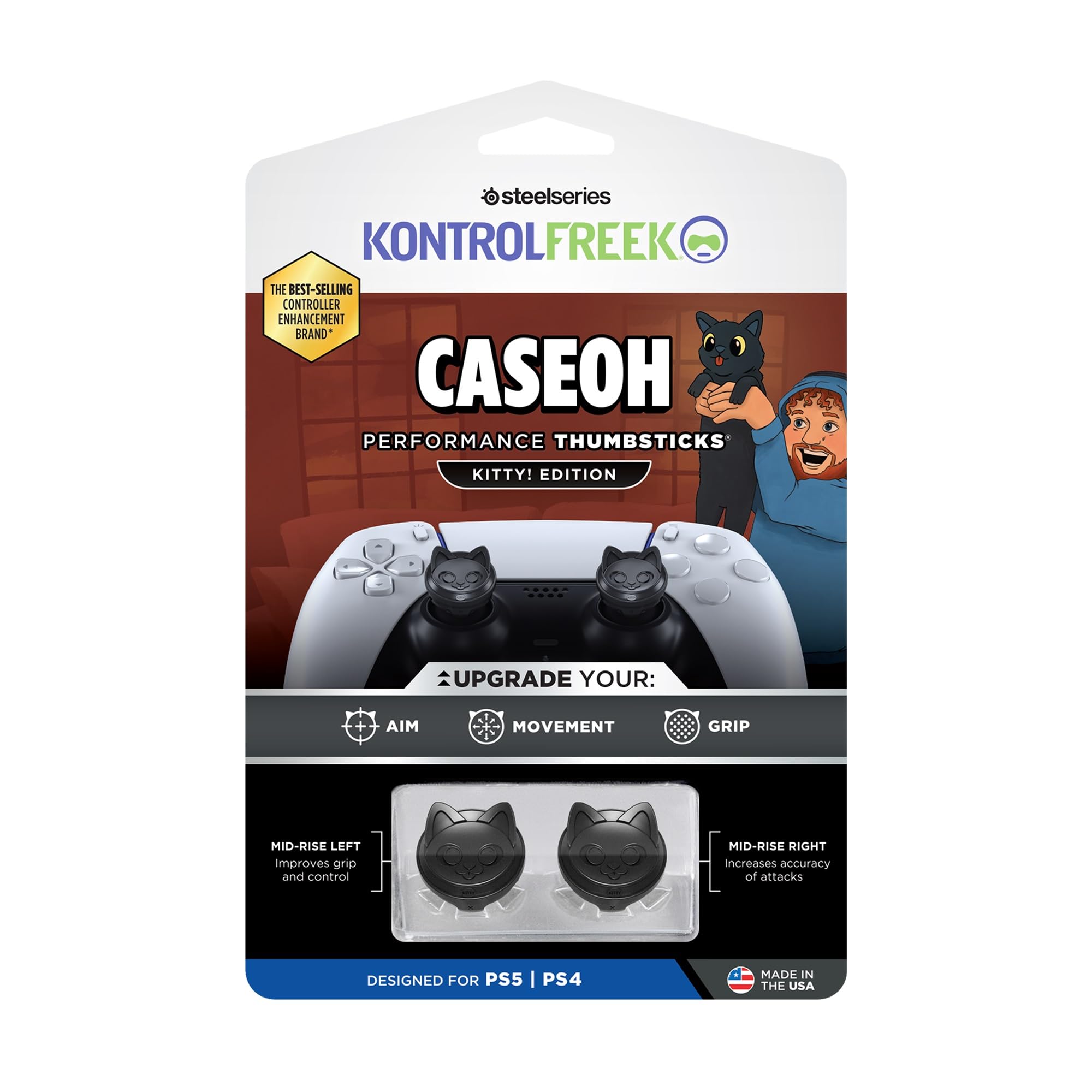 kontrolfreek-caseoh-kitty-edition-grips-mid-rise-6-5mm-pour-manette-ps5-ps4 image 1