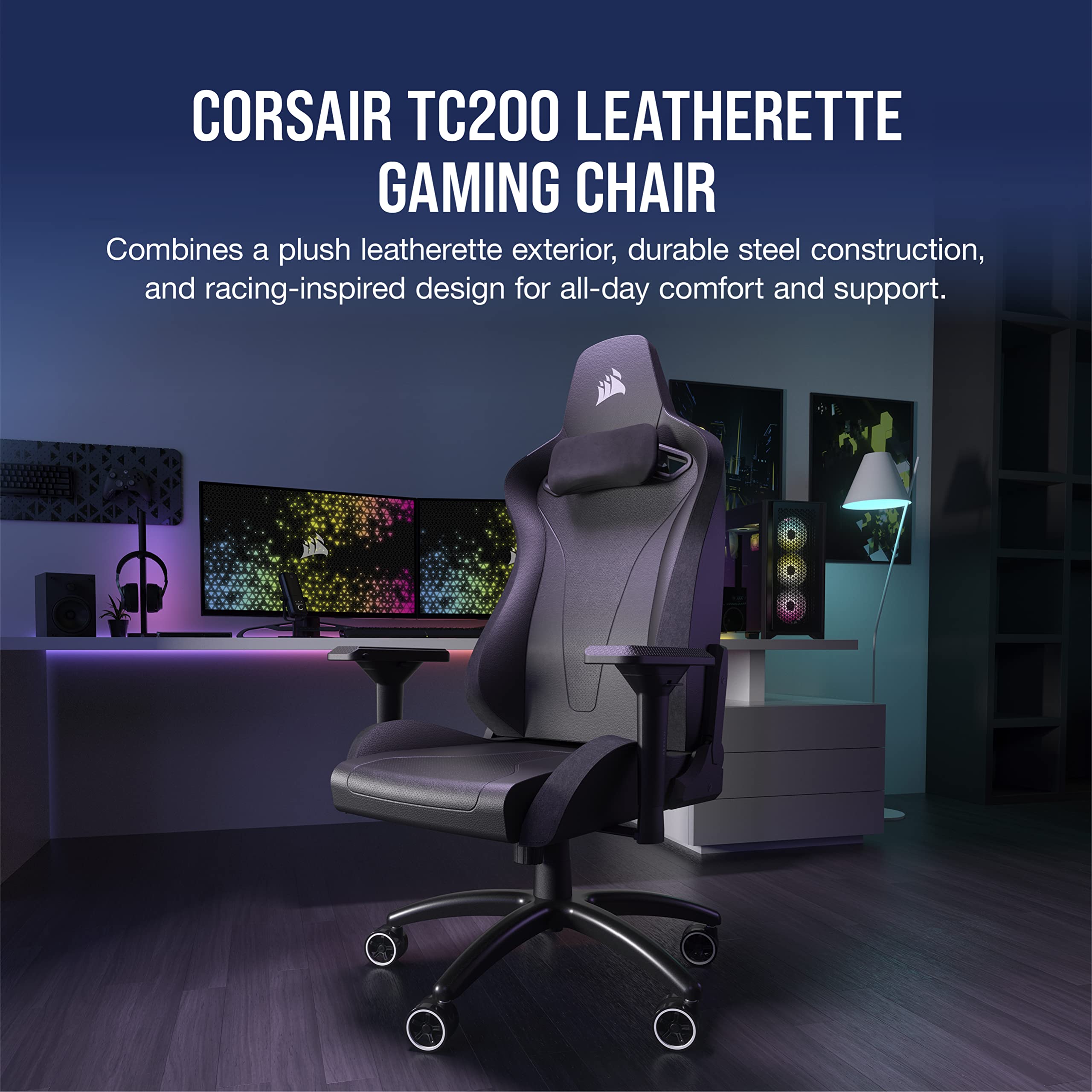 corsair-tc200-leatherette-fauteuil-gaming-similicuir-noir-noir-accoudoirs-4d image 3