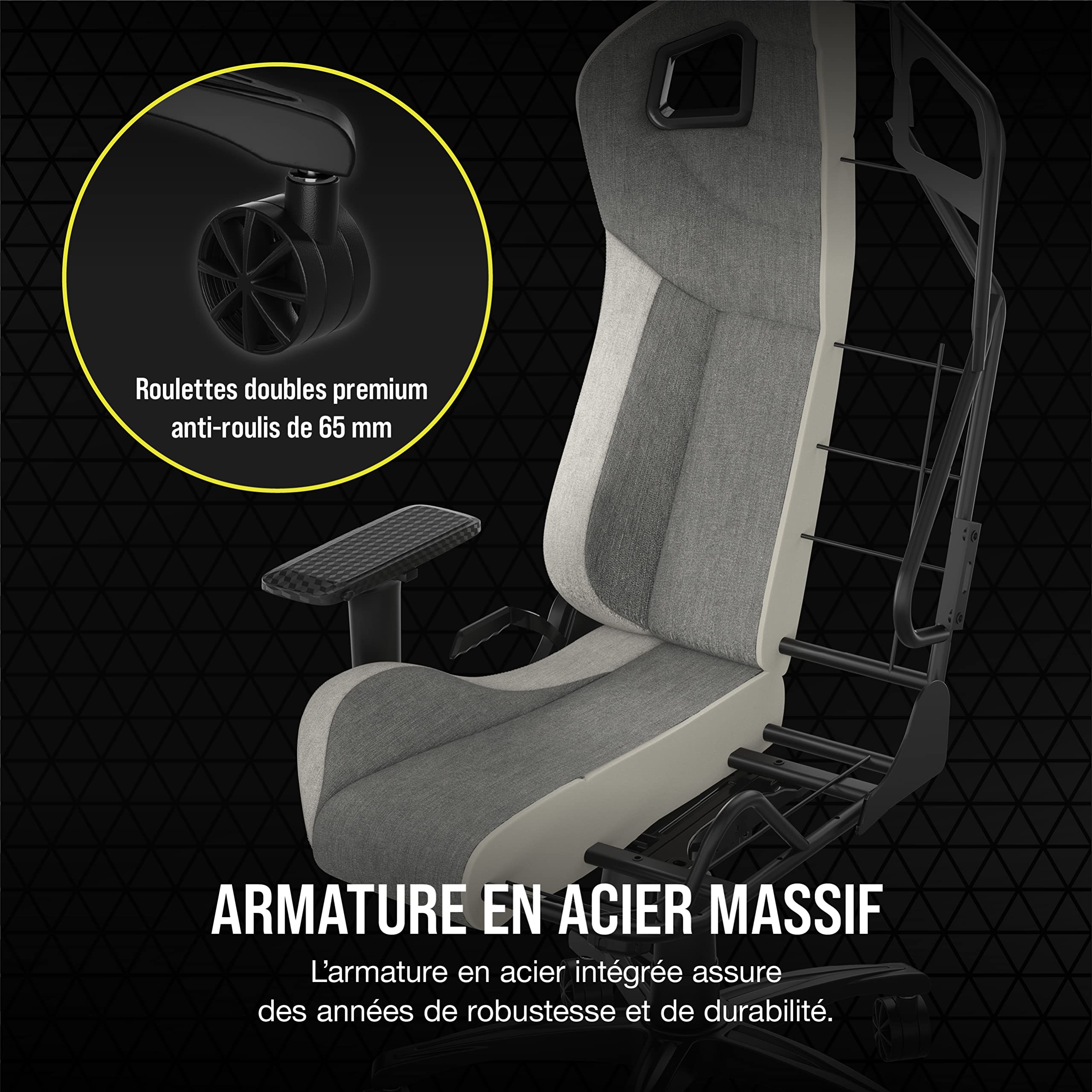 corsair-t3-rush-fabric-2023-fauteuil-gaming-tissu-gris-et-blanc image 5