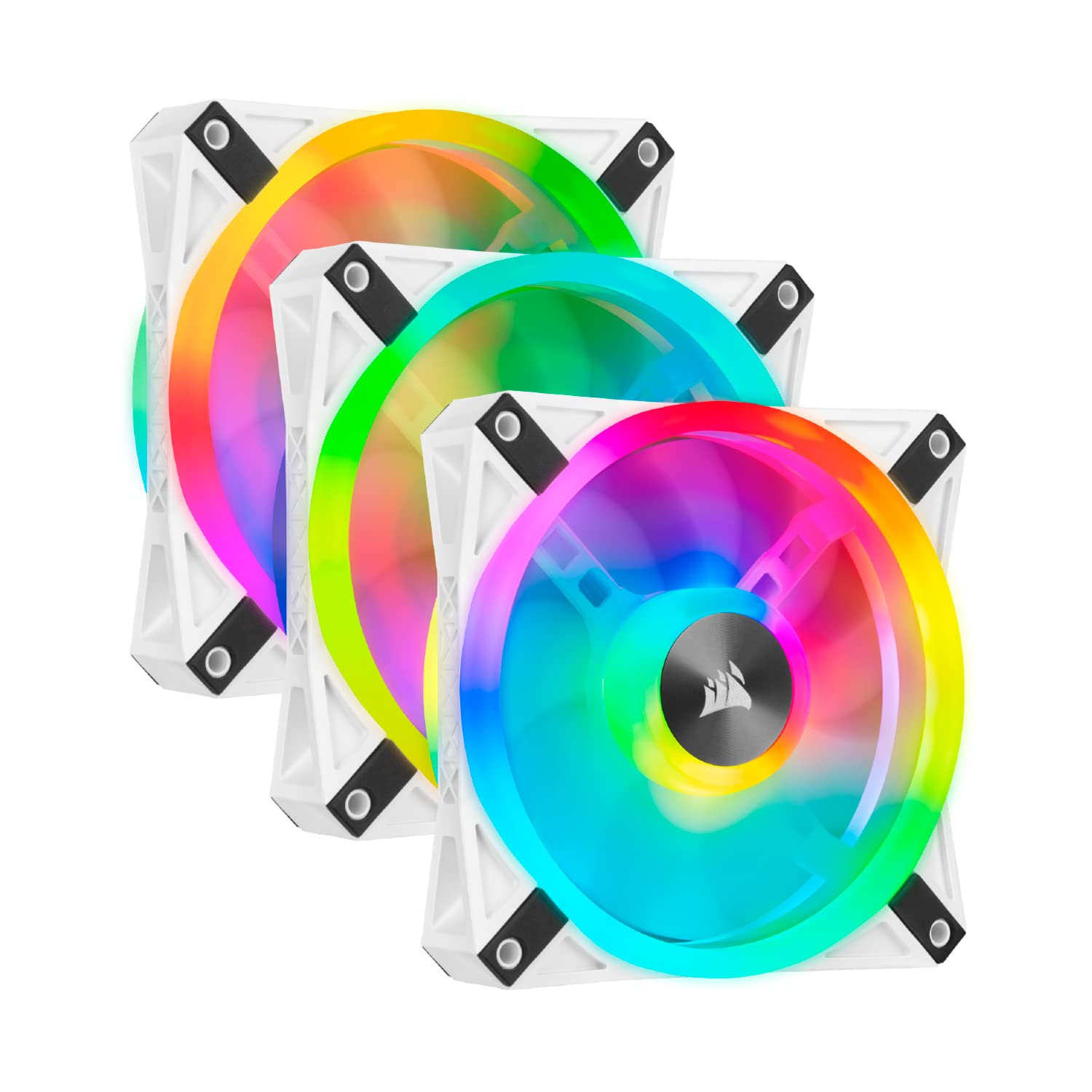corsair-icue-ql120-rgb-blanc-lot-de-3-ventilateurs-pc-120-mm-lighting-node-core image 1