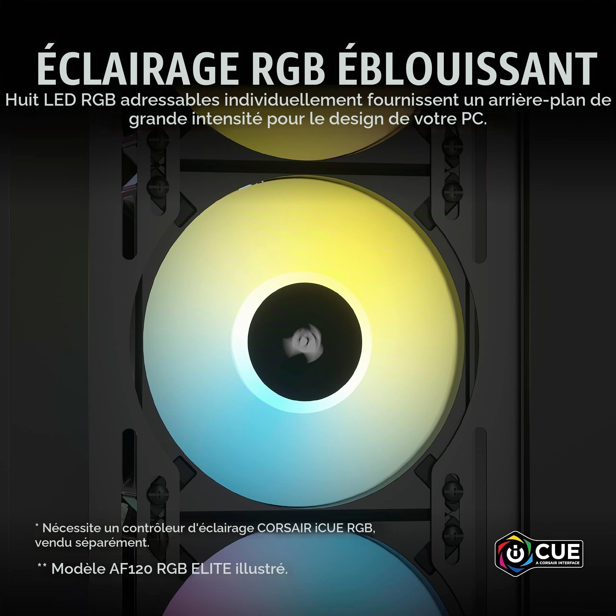 corsair-af120-rgb-slim-120mm-pwm-ventilateur-fin-noir image 5