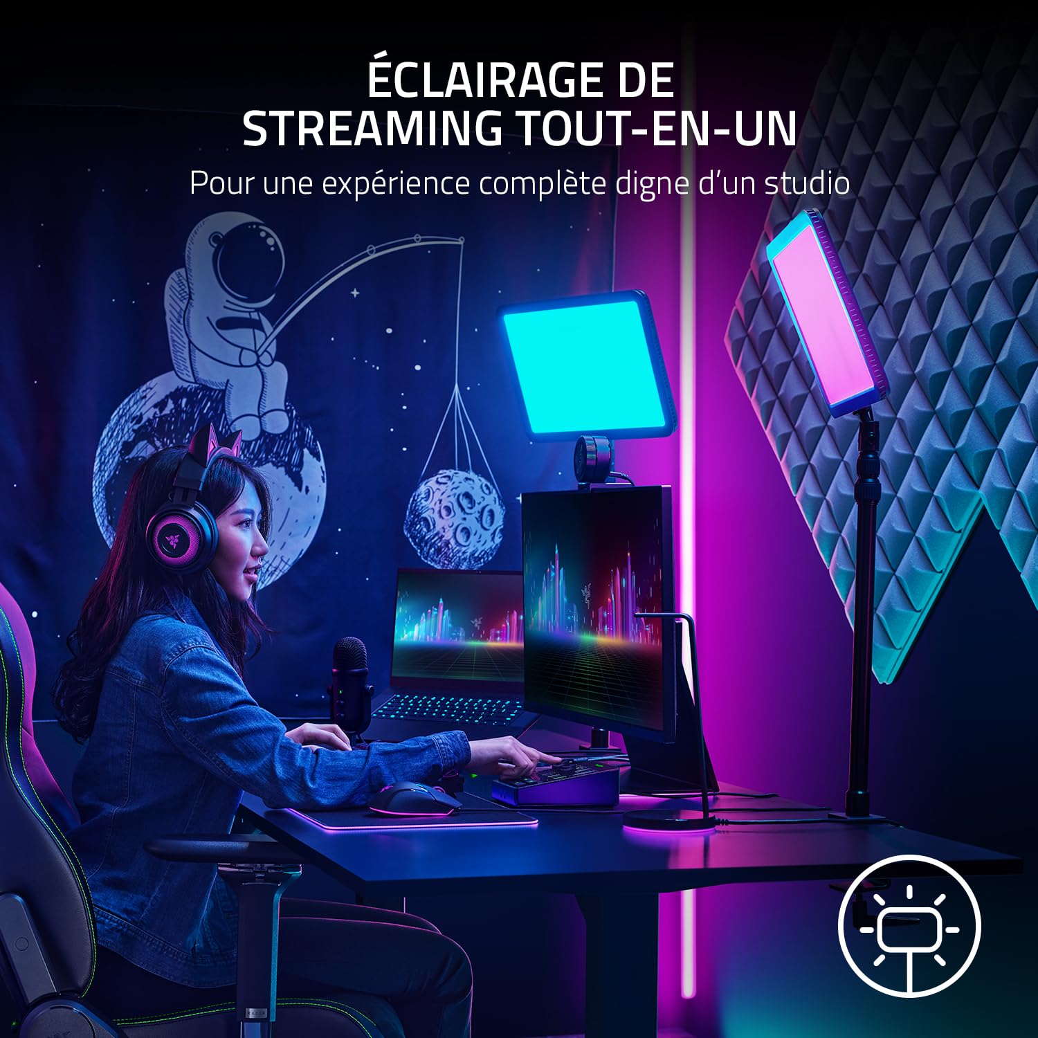razer-key-light-chroma-panneau-led-rgb-streaming-wifi-bluetooth-noir image 2