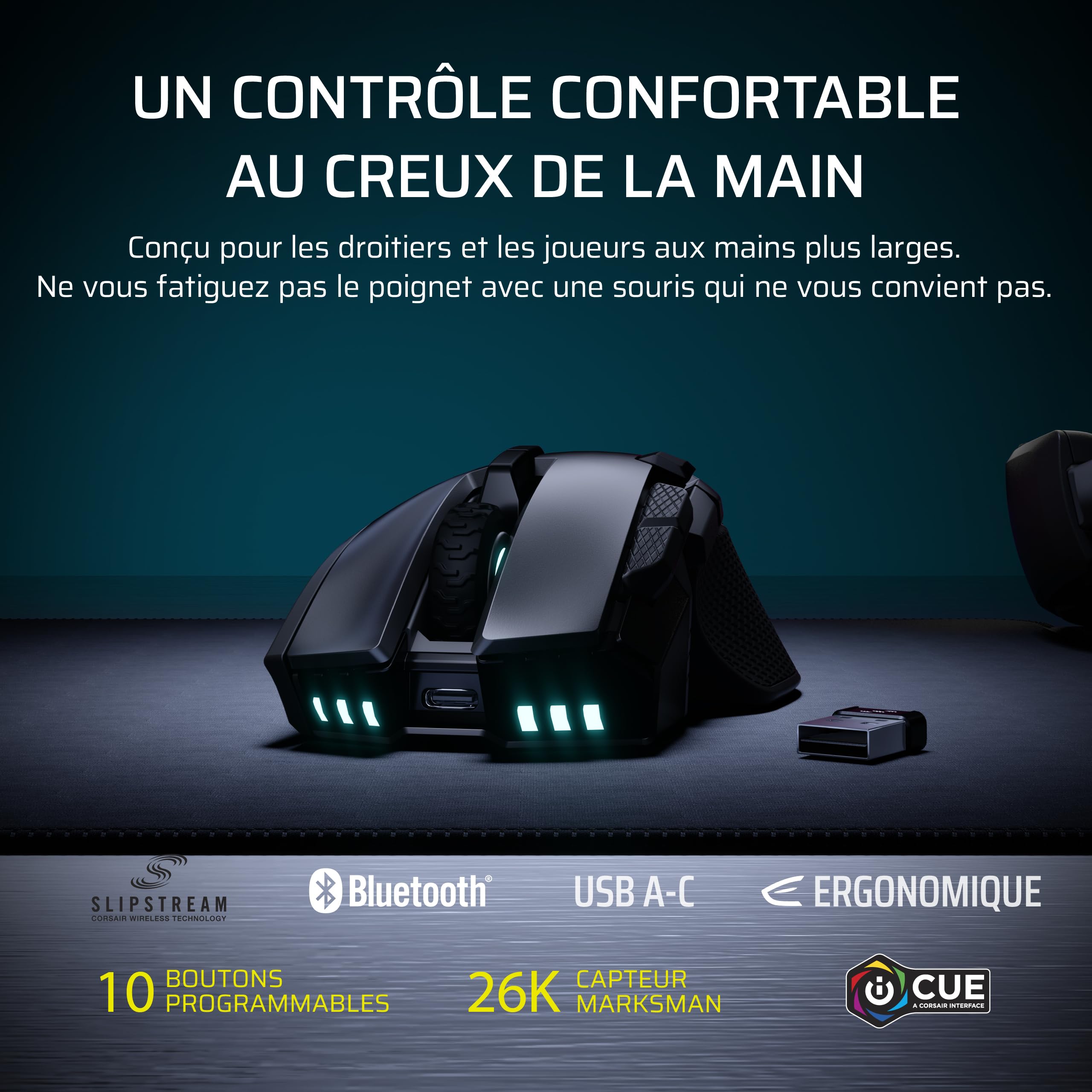 corsair-ironclaw-wireless-se-2026-souris-gaming-noir-26000-dpi-ergonomique image 2