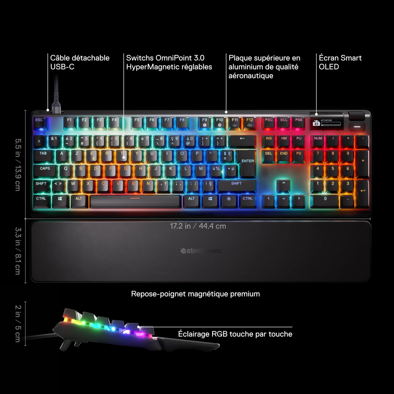 steelseries-apex-pro-gen-3-clavier-gamer-hypermagnetic-azerty-fr-usb-c-oled-rgb image 5
