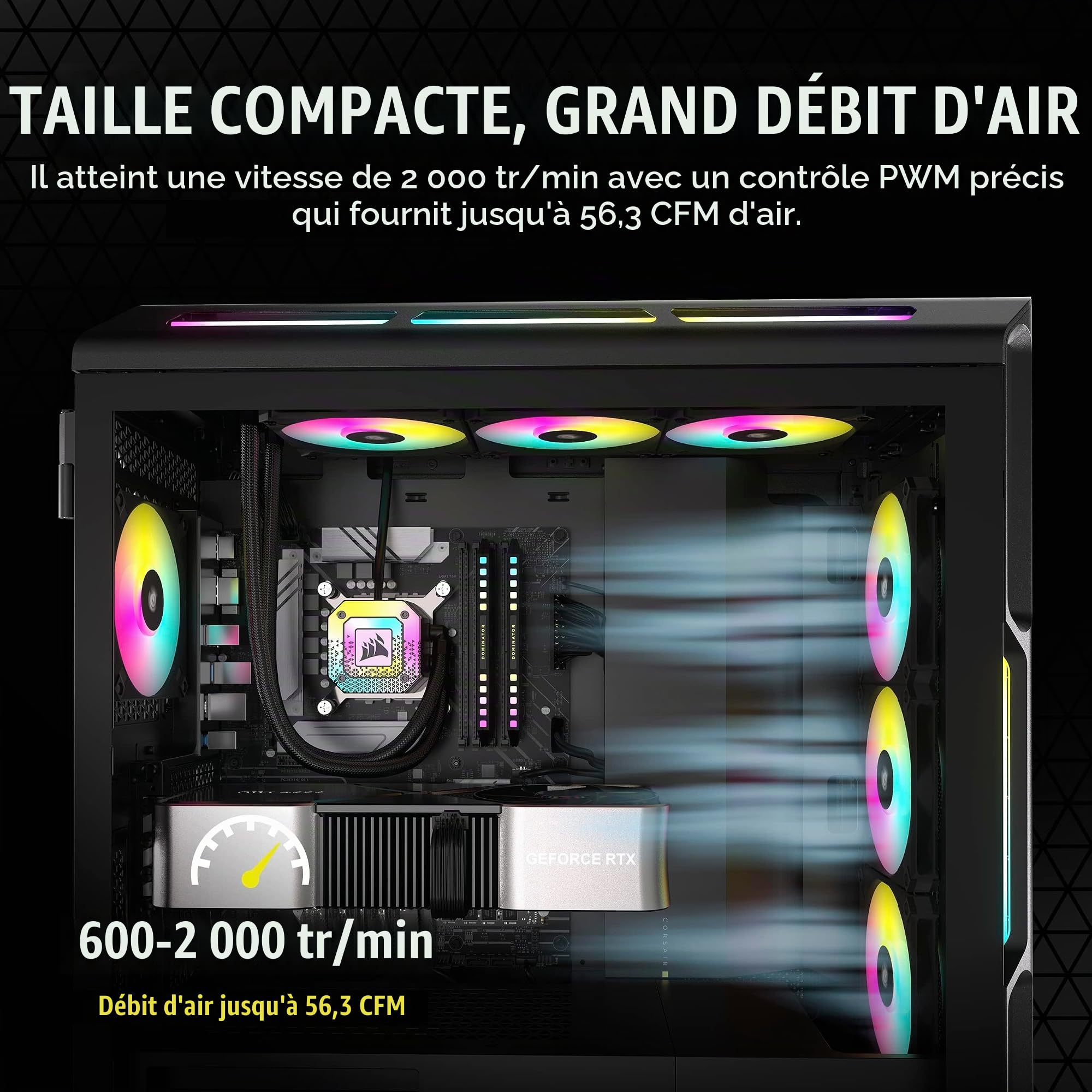 corsair-af120-rgb-slim-120mm-pwm-ventilateur-fin-noir image 4