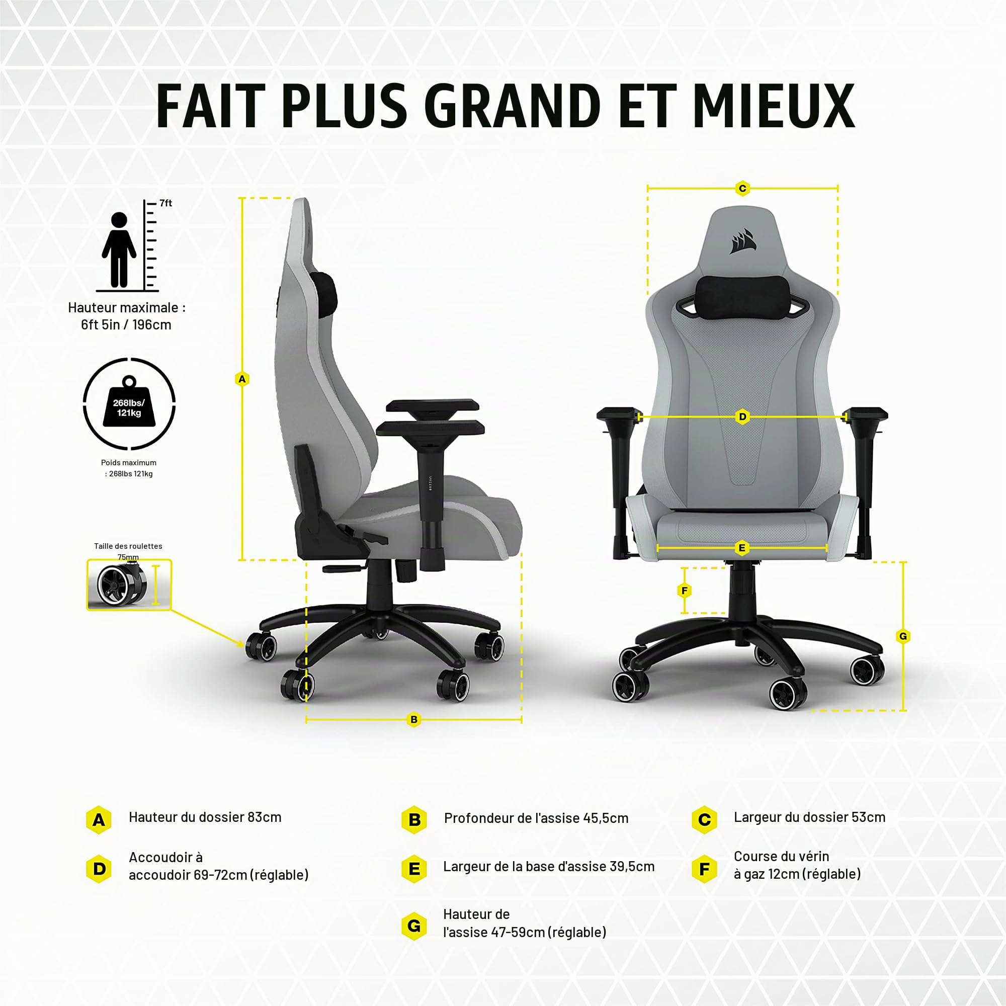 corsair-tc200-leatherette-fauteuil-gaming-standard-simili-cuir-lombaire-int-gr-4 image 2