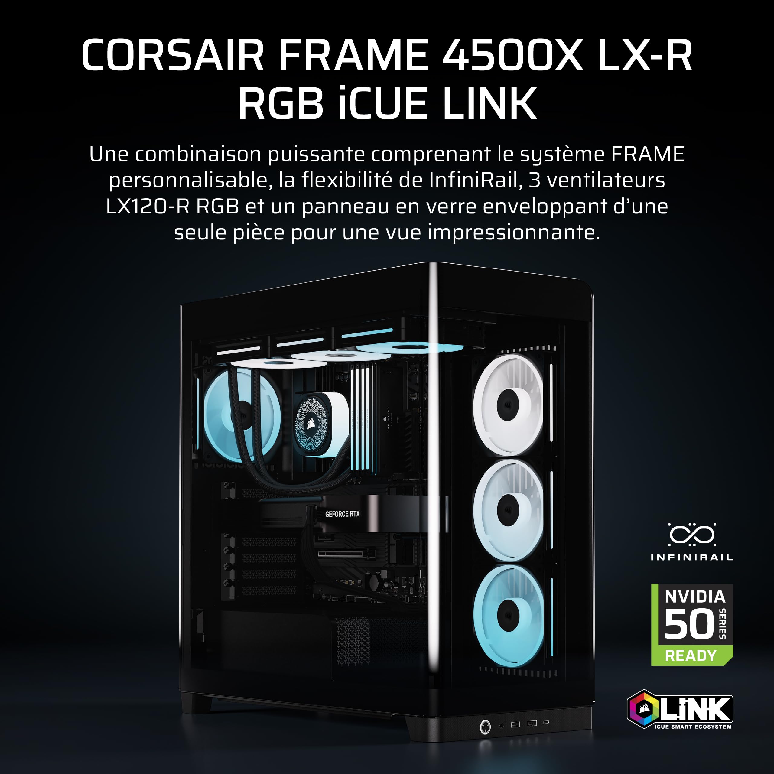 corsair-frame-4500x-lx-r-rgb-link-bo-tier-moyen-tour-verre-panoramique-3x-lx120- image 2