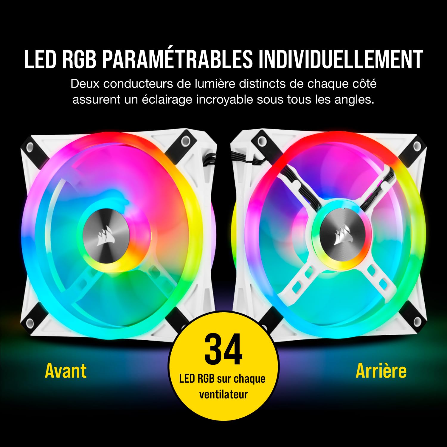 corsair-icue-ql120-rgb-blanc-lot-de-3-ventilateurs-pc-120-mm-lighting-node-core image 4