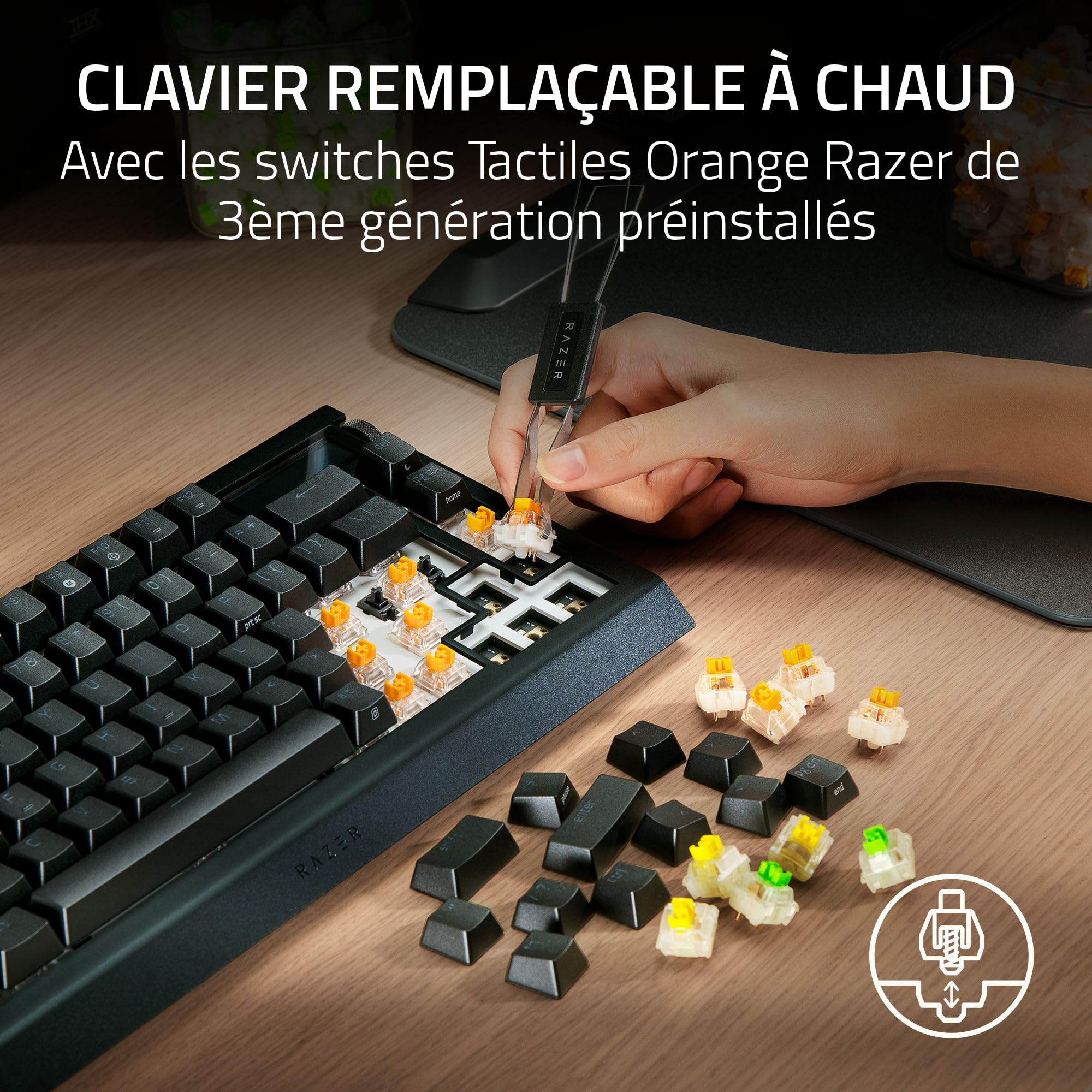 razer-blackwidow-v4-pro-75-clavier-gaming-sans-fil-hot-swap-oled-noir image 5