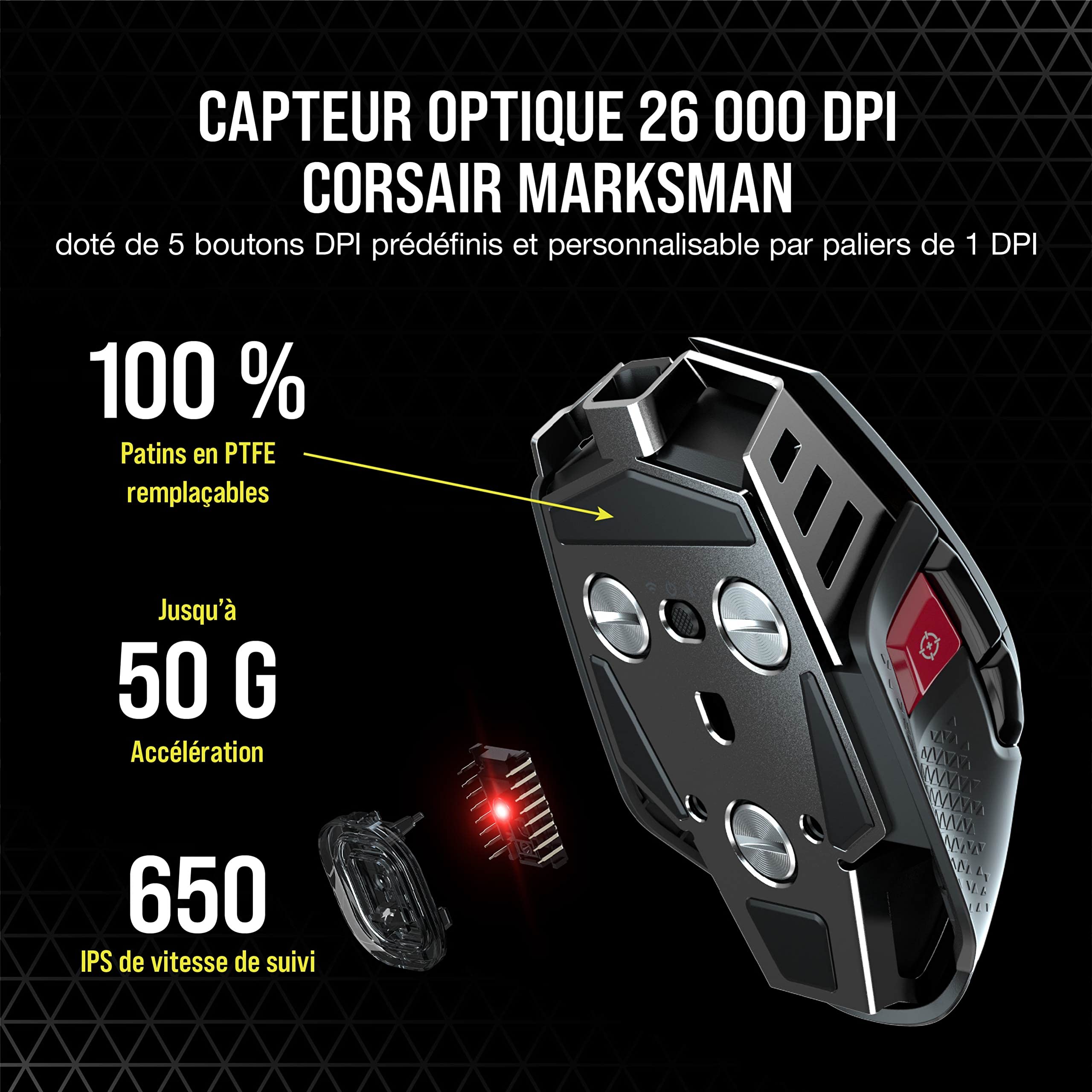 corsair-m65-rgb-ultra-wireless-souris-fps-26000-dpi-noire image 4