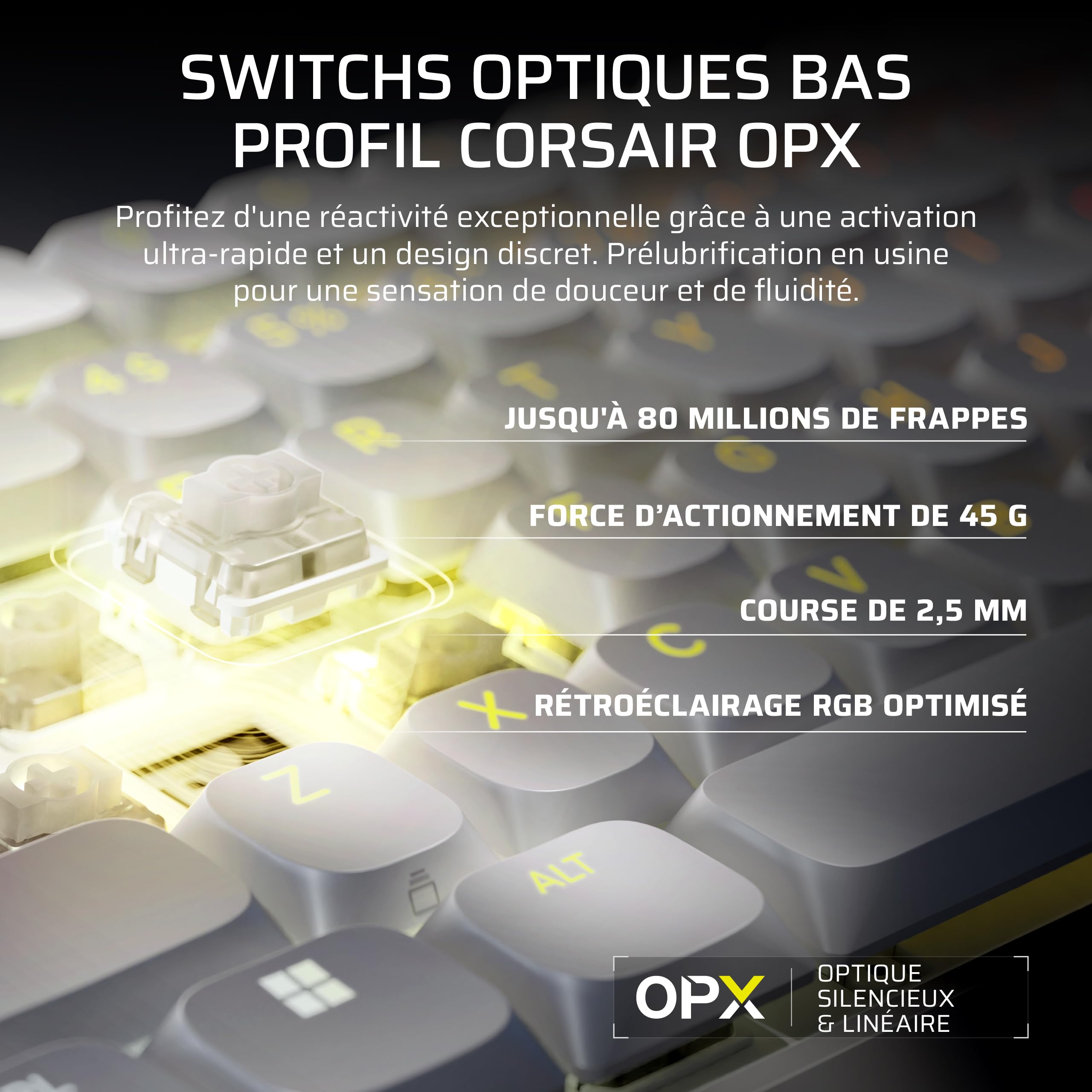 corsair-vanguard-air-99-wireless-clavier-gaming-rgb-azerty-fr-blanc-optique-m-ca image 4