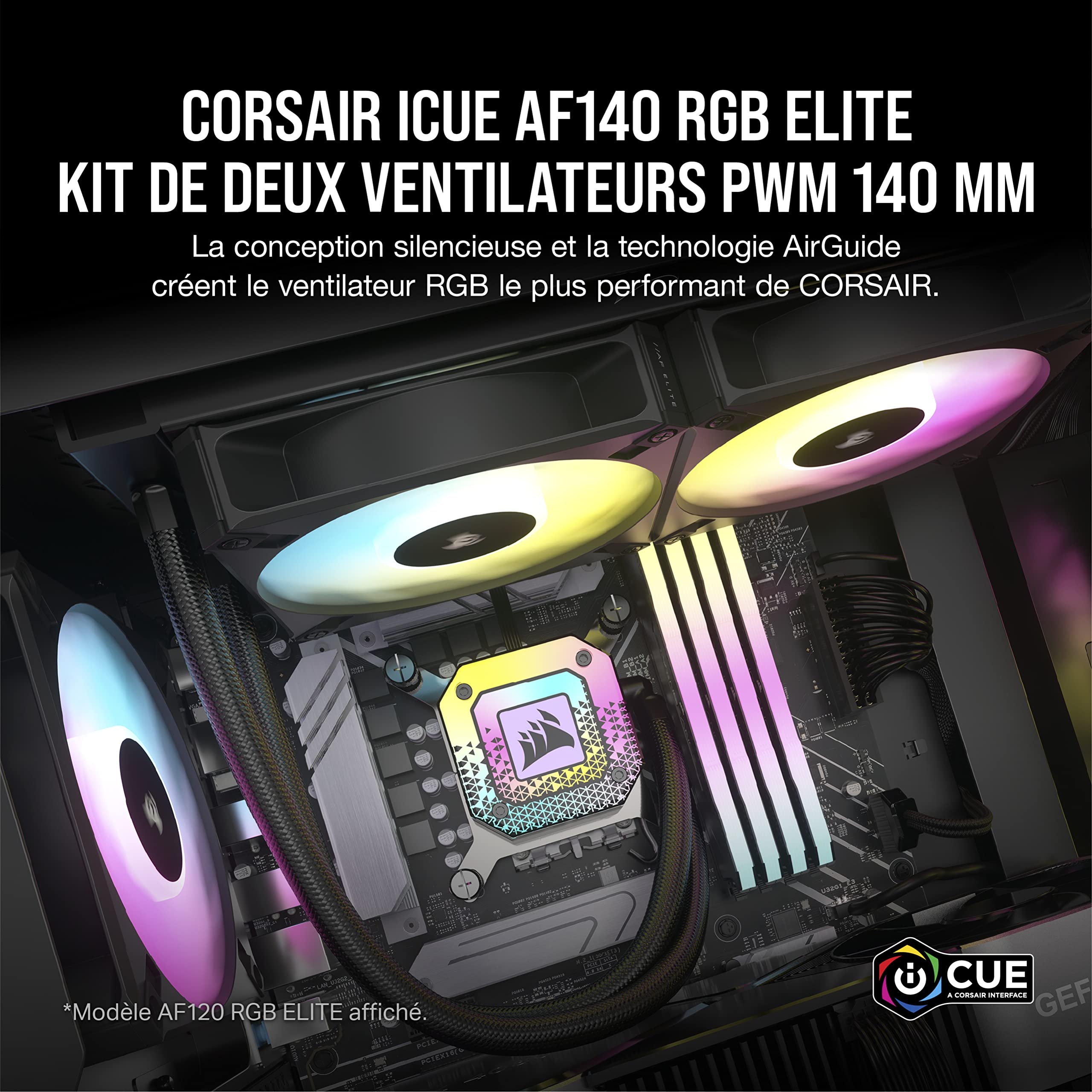 corsair-icue-af140-rgb-elite-140mm-pwm-kit-2-ventilateurs-lighting-node-core-noi image 2