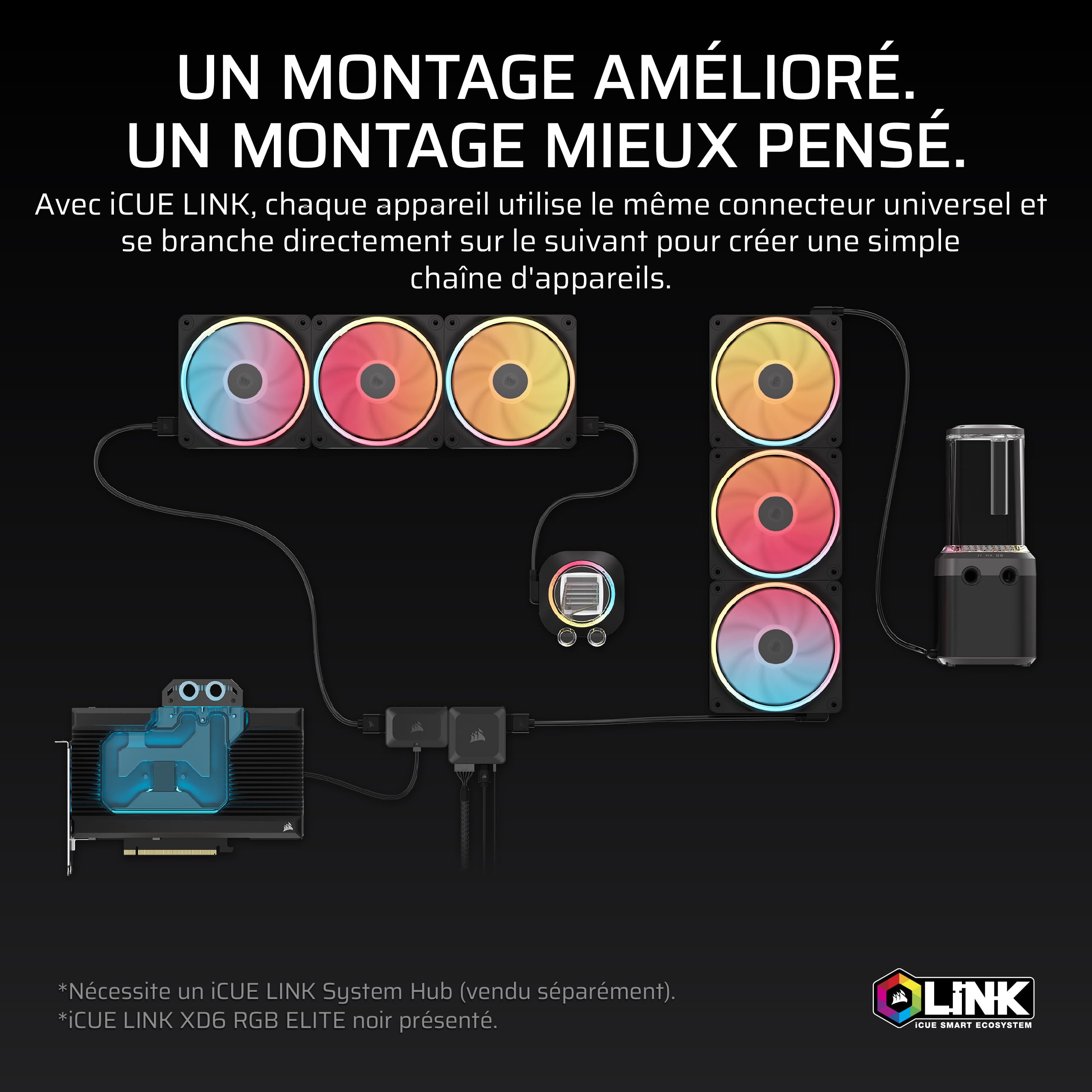 corsair-icue-link-xd6-rgb-elite-pompe-r-servoir-440ml-gris-furtif image 3