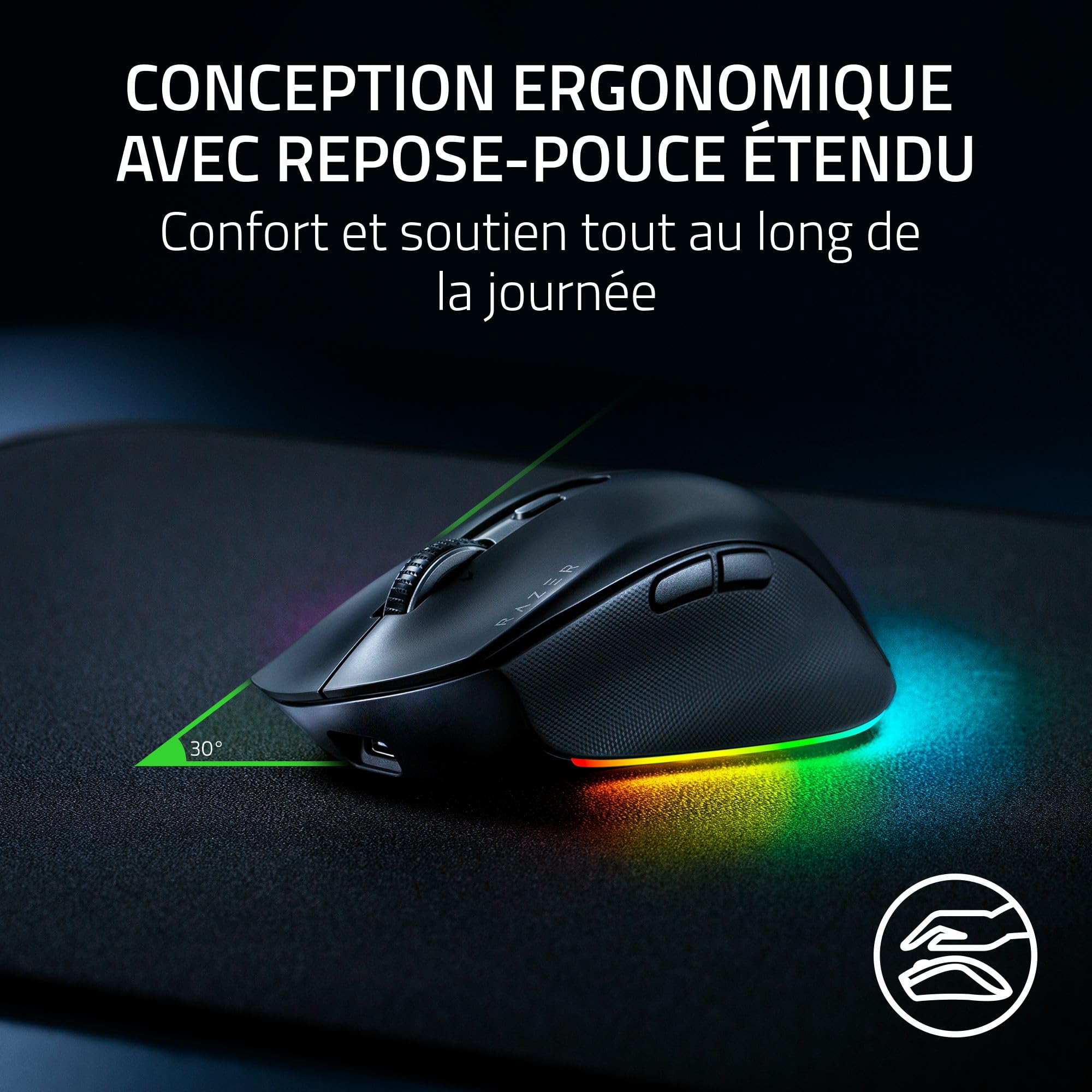 razer-pro-click-v2-souris-ergonomique-sans-fil-30k-dpi-chroma-noir image 2