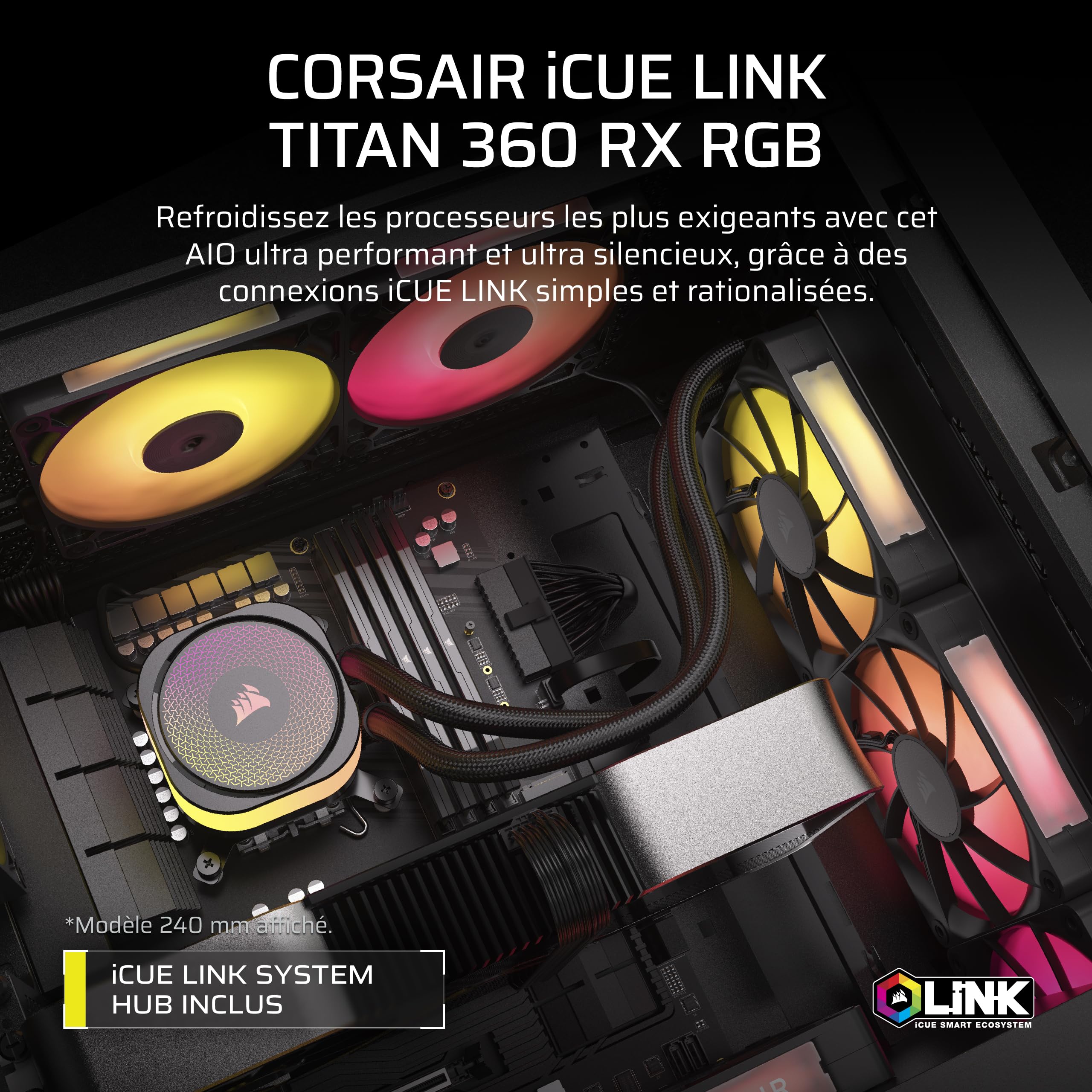 corsair-icue-link-titan-360-rx-rgb-watercooling-cpu-360mm-noir image 2