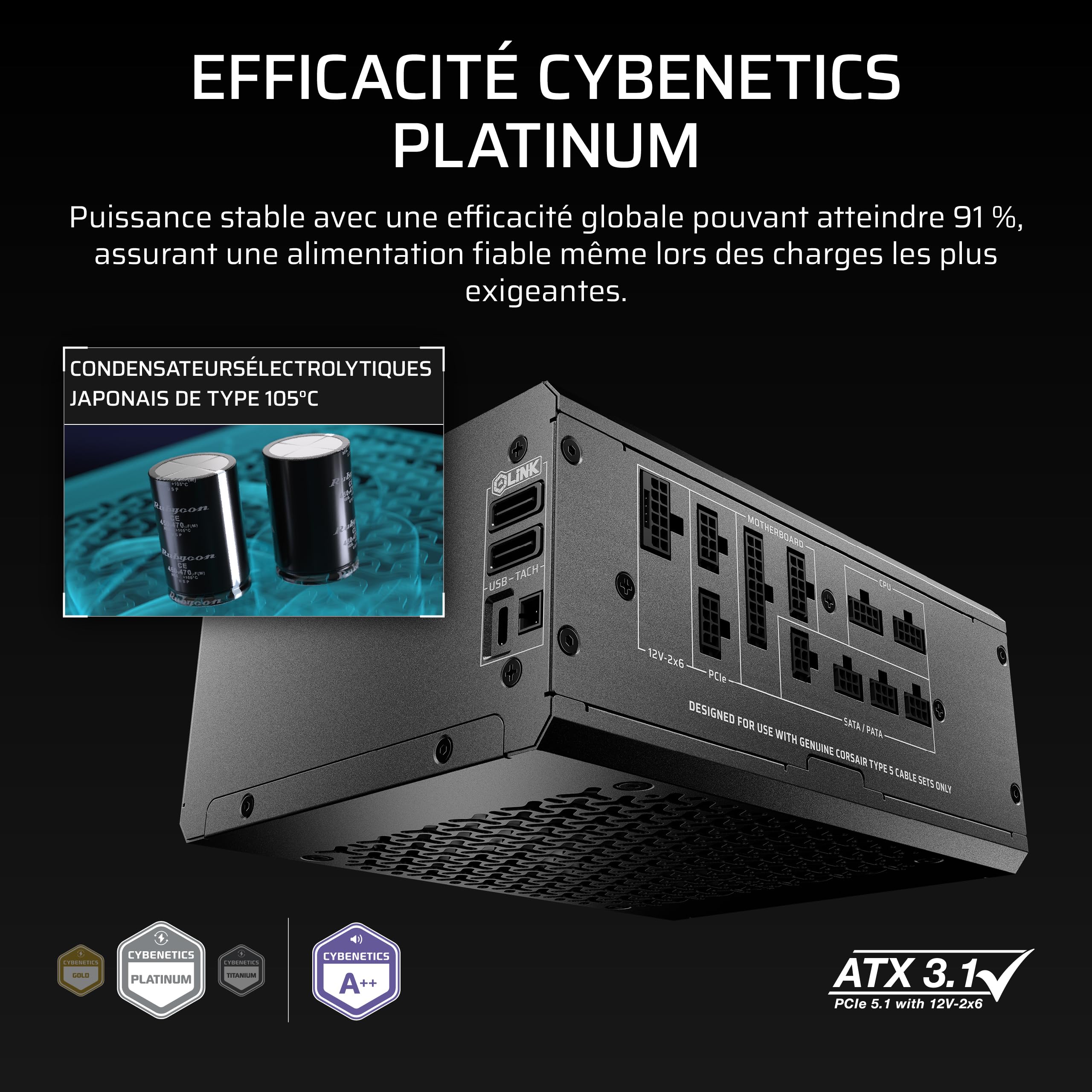 corsair-hx1200i-shift-alimentation-1200w-modulaire-platinum-atx-3-1 image 5