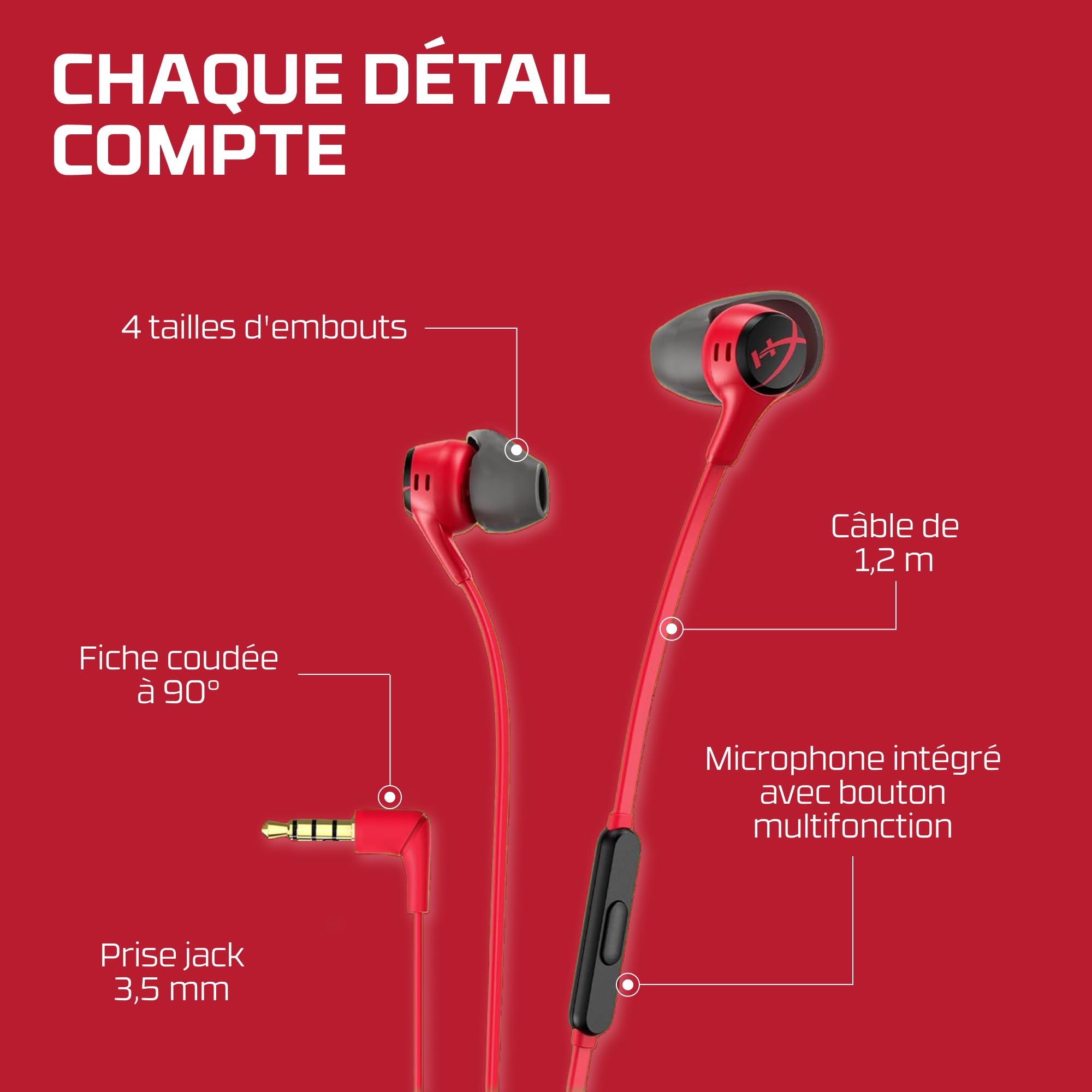 hyperx-cloud-earbuds-ii-couteurs-gaming-rouge-jack-3-5-mm image 5