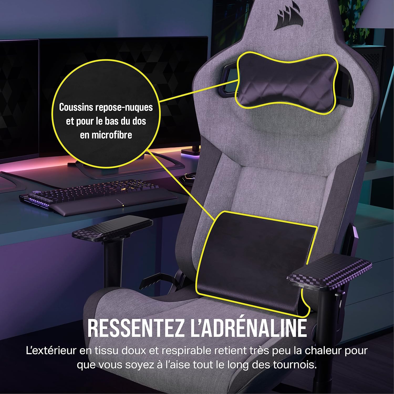 corsair-t3-rush-fabric-2023-fauteuil-gaming-gris-et-anthracite image 4