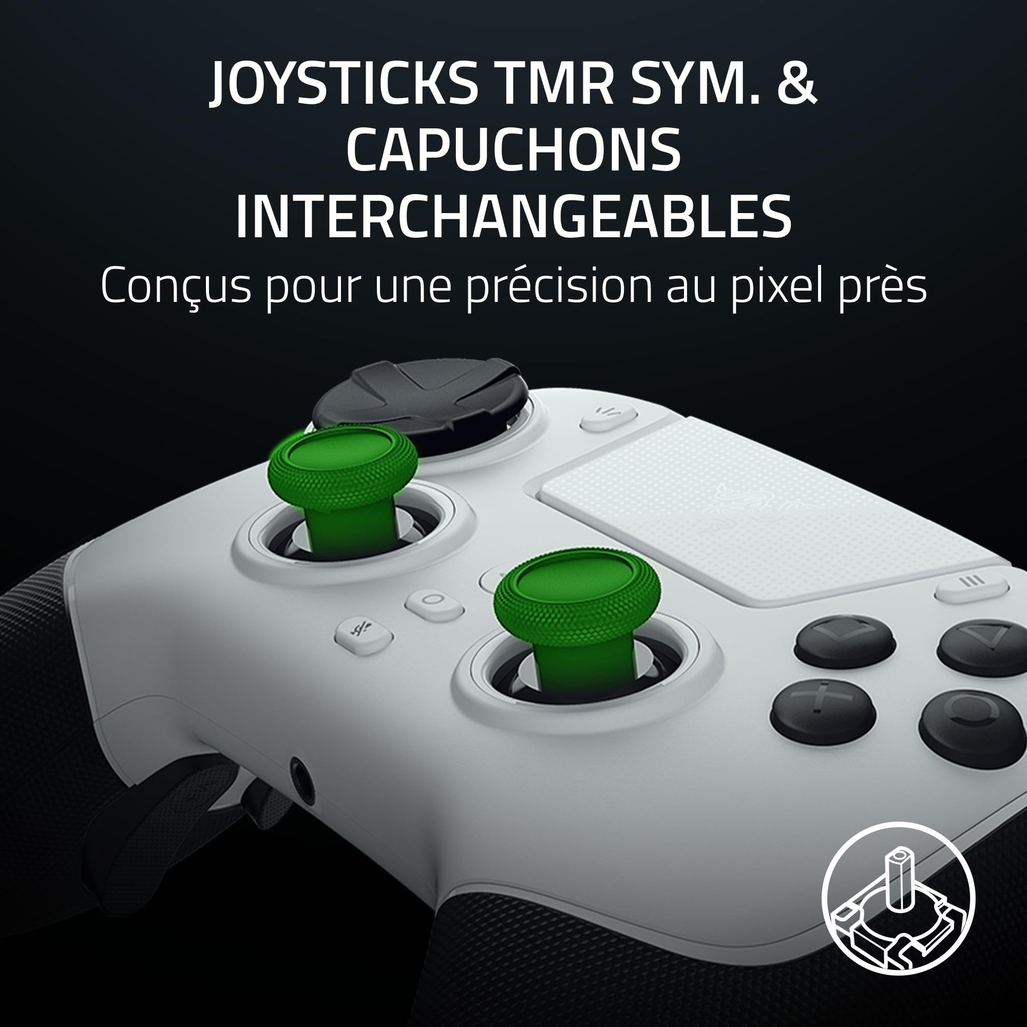 razer-raiju-v3-pro-manette-esport-sans-fil-ps5-pc-tmr-hypertrigger-blanc image 4