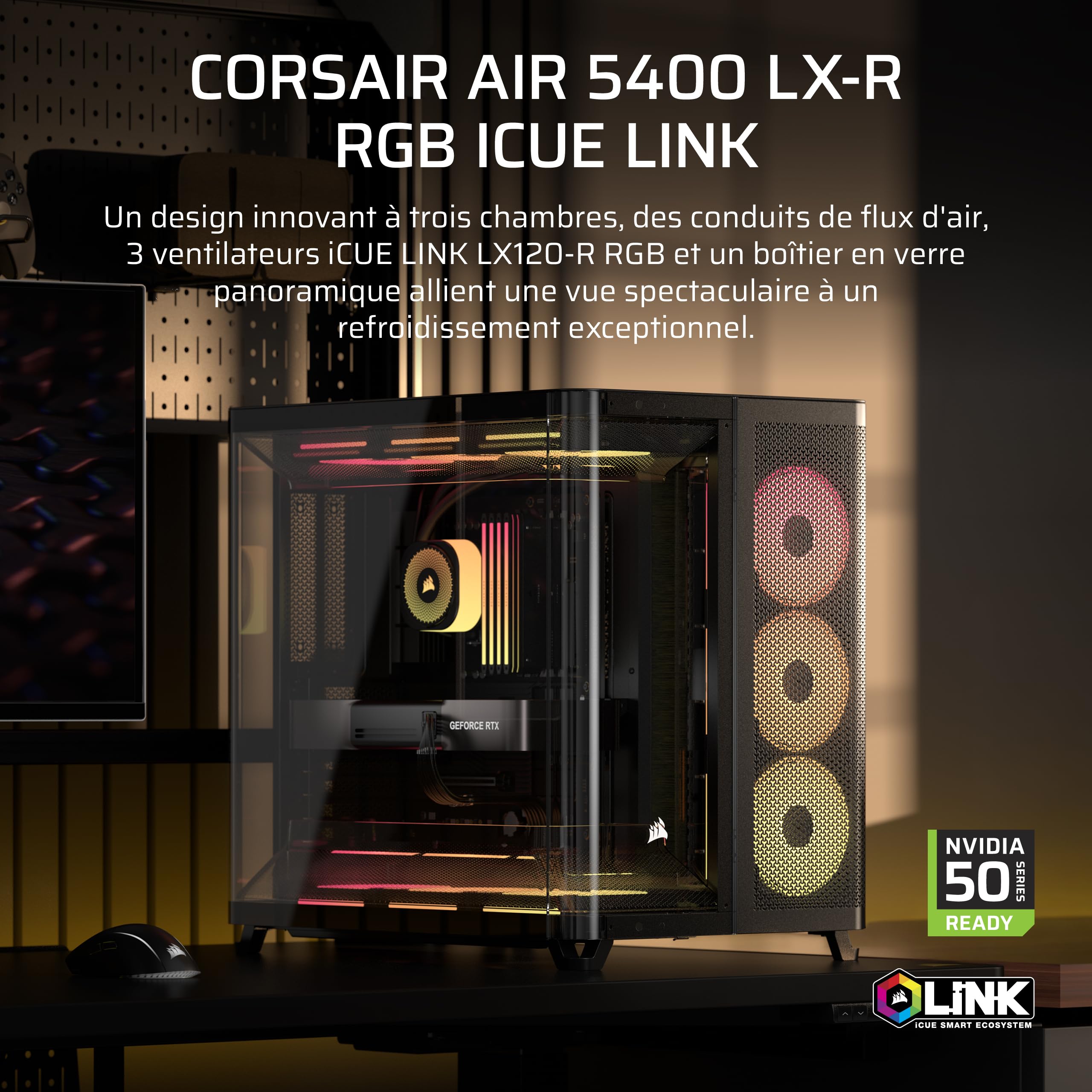 corsair-air-5400-lx-r-rgb-icue-link-bo-tier-pc-triple-chambre-panoramique-noir image 2