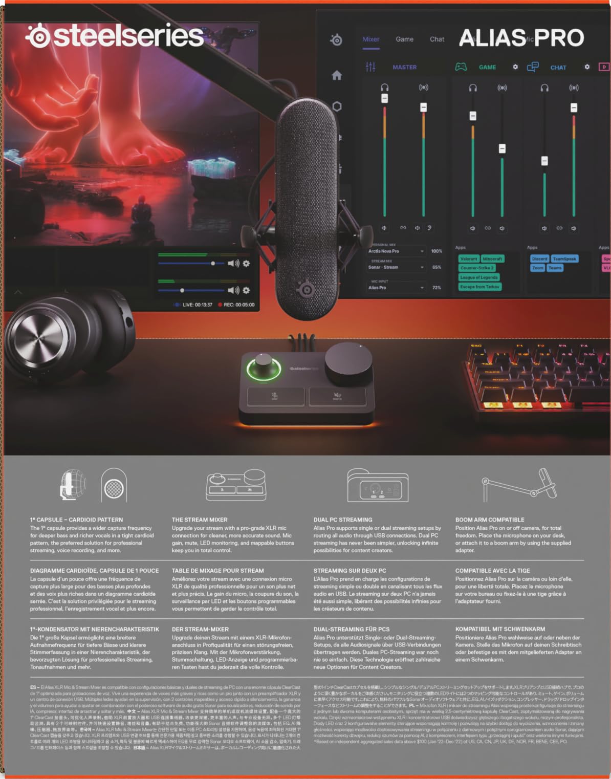 steelseries-alias-pro-microphone-xlr-stream-mixer-pour-streaming-noir image 8