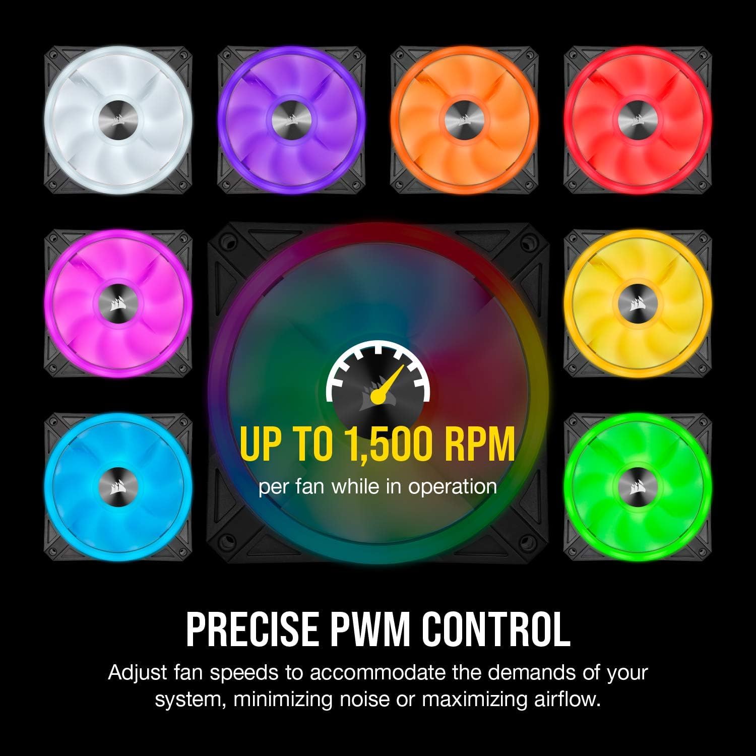 corsair-icue-ql120-rgb-triple-pack-ventilateur-pc-120mm-pwm-1500-tr-min-lighting image 7