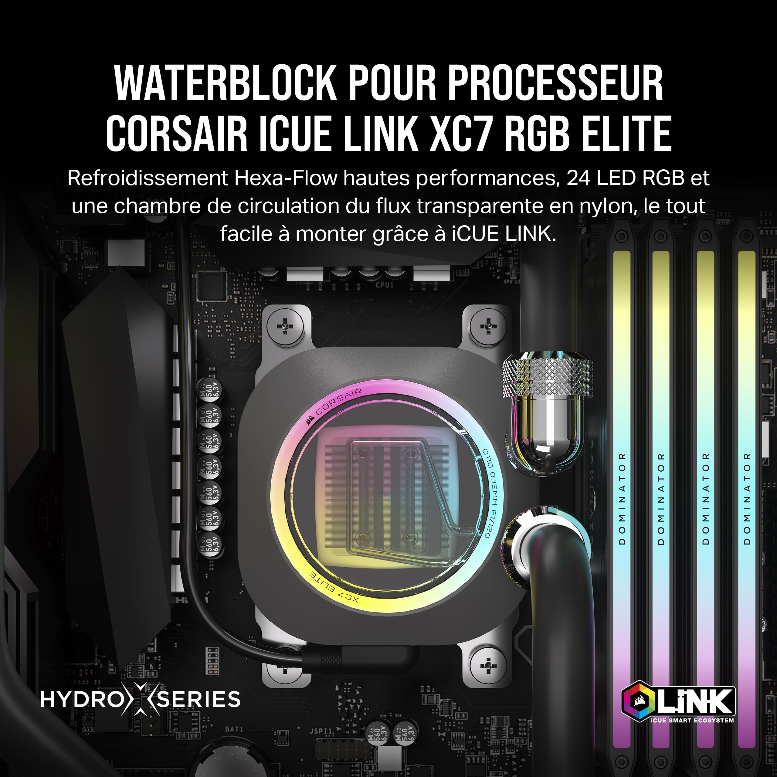 corsair-icue-link-xc7-rgb-elite-waterblock-cpu-lga-1700-am5-gris image 2