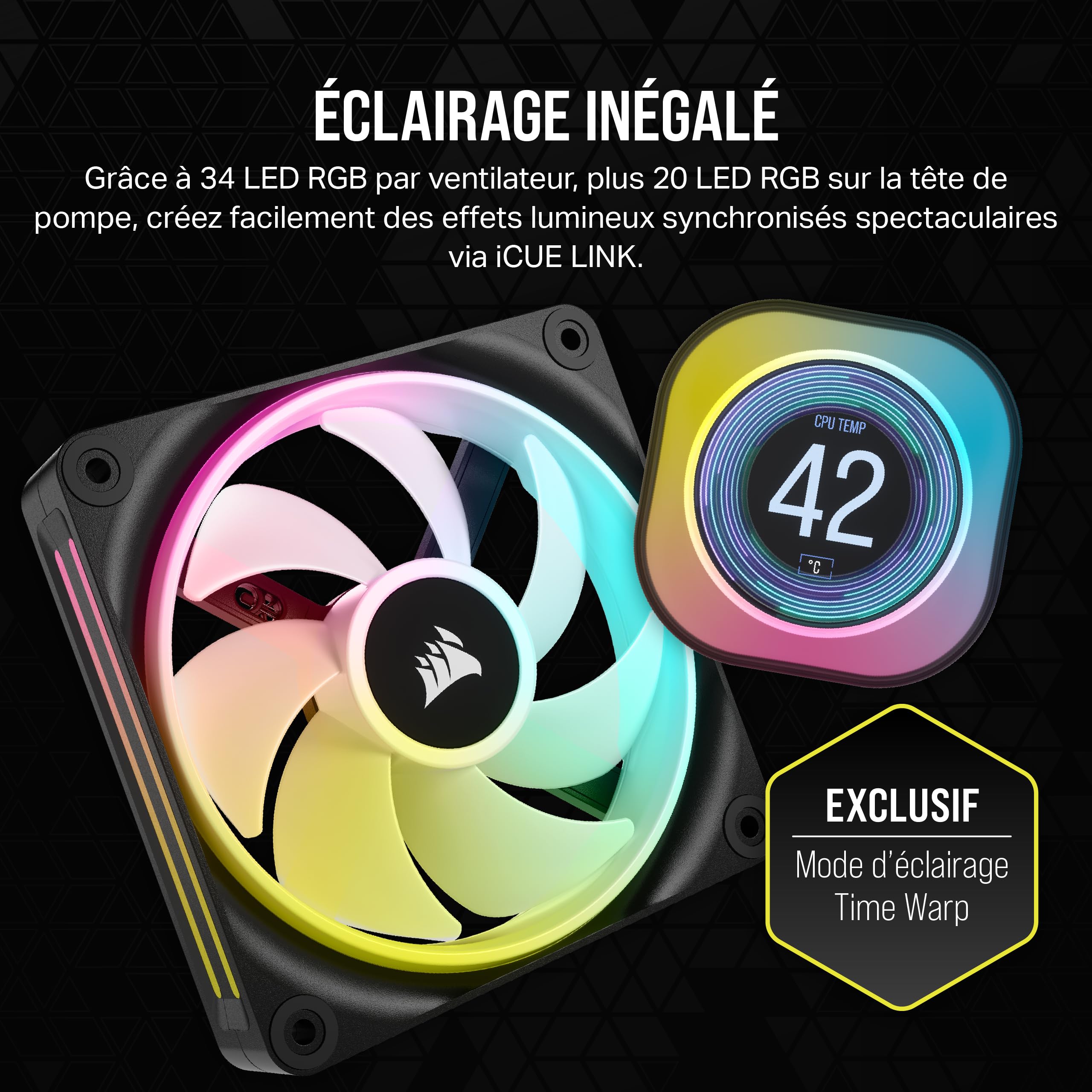corsair-icue-link-h150i-lcd-watercooling-cpu-360mm-noir image 5