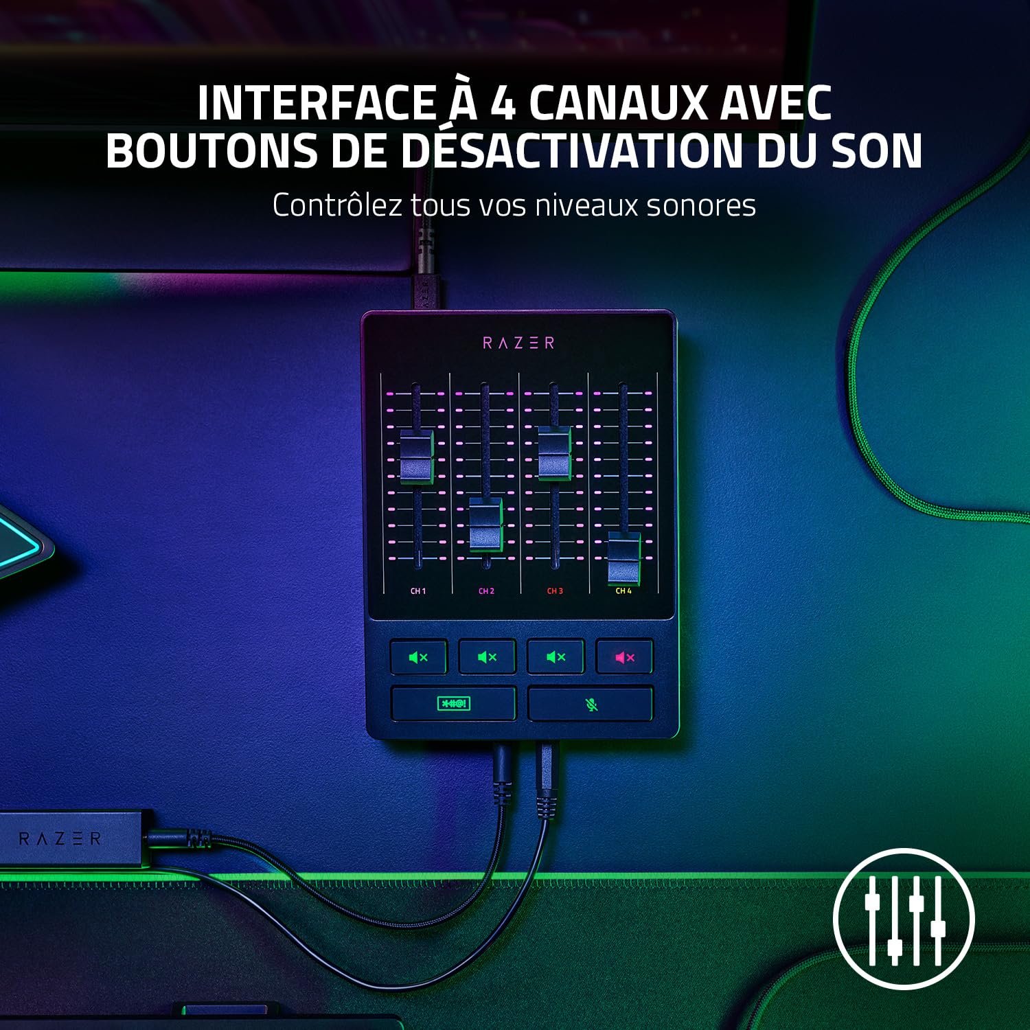 razer-audio-mixer-mixeur-audio-analogique-4-canaux-xlr-chroma-rgb image 5